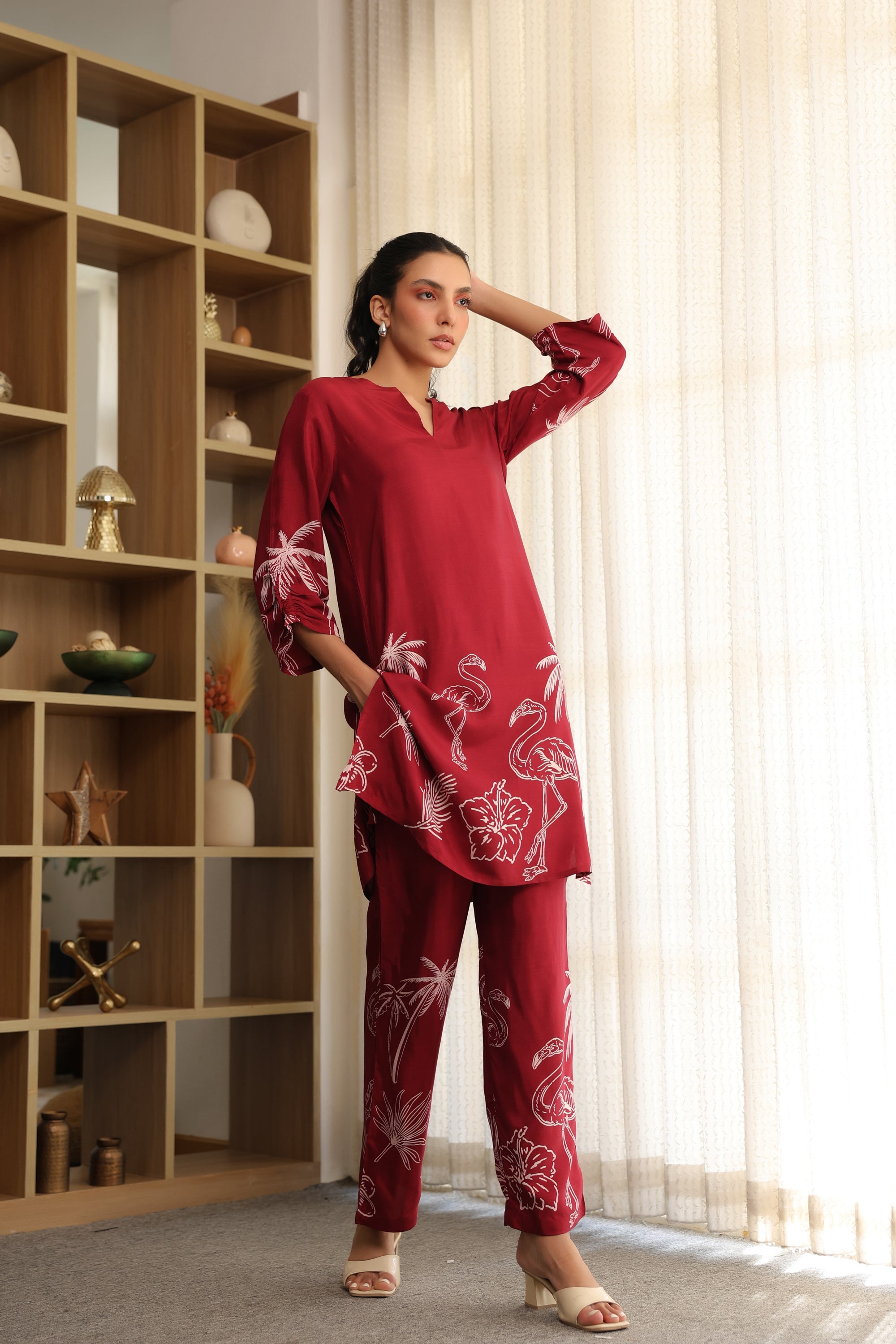 Wine Whisper Russian Silk Co-ord Set