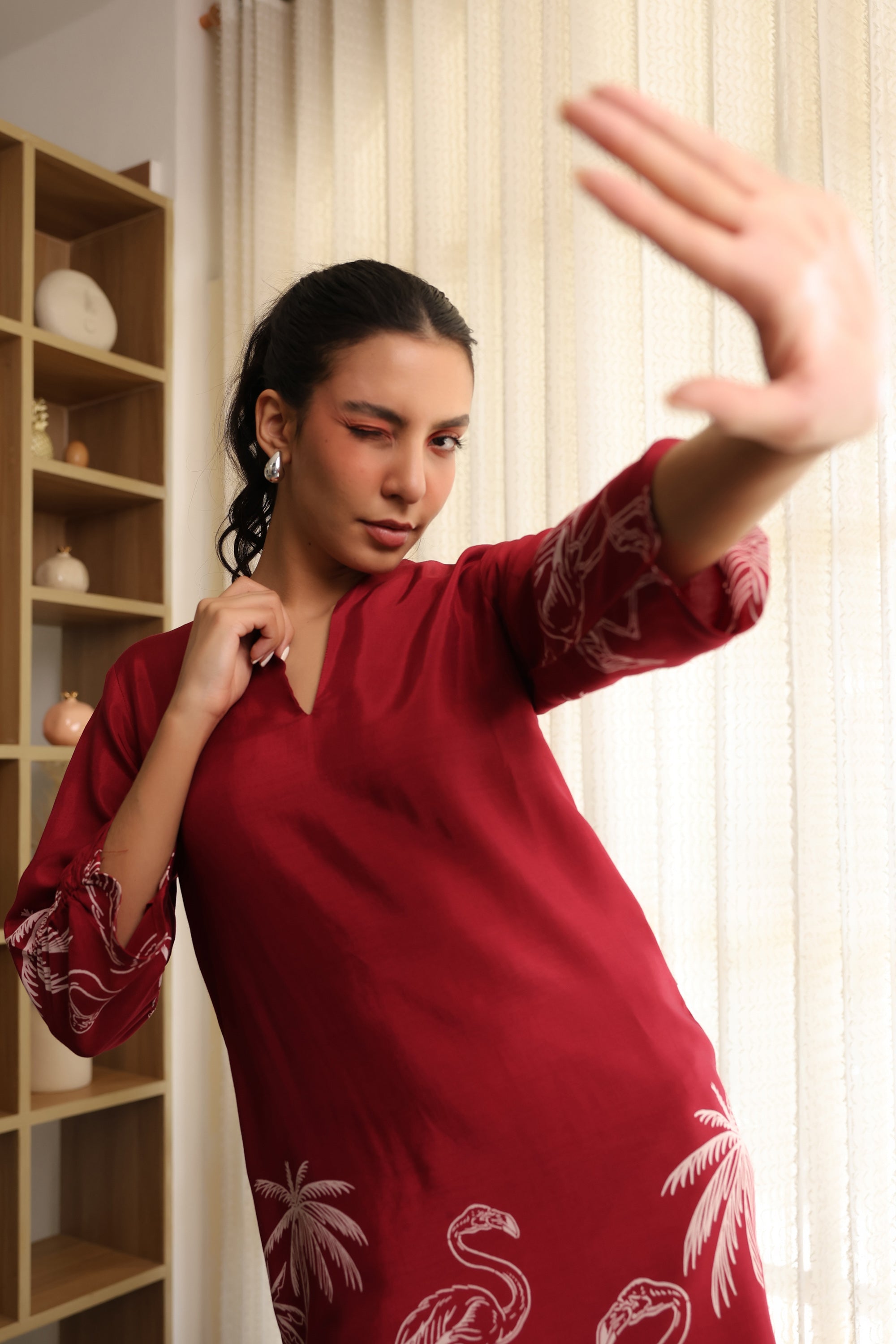 Wine Whisper Russian Silk Co-ord Set