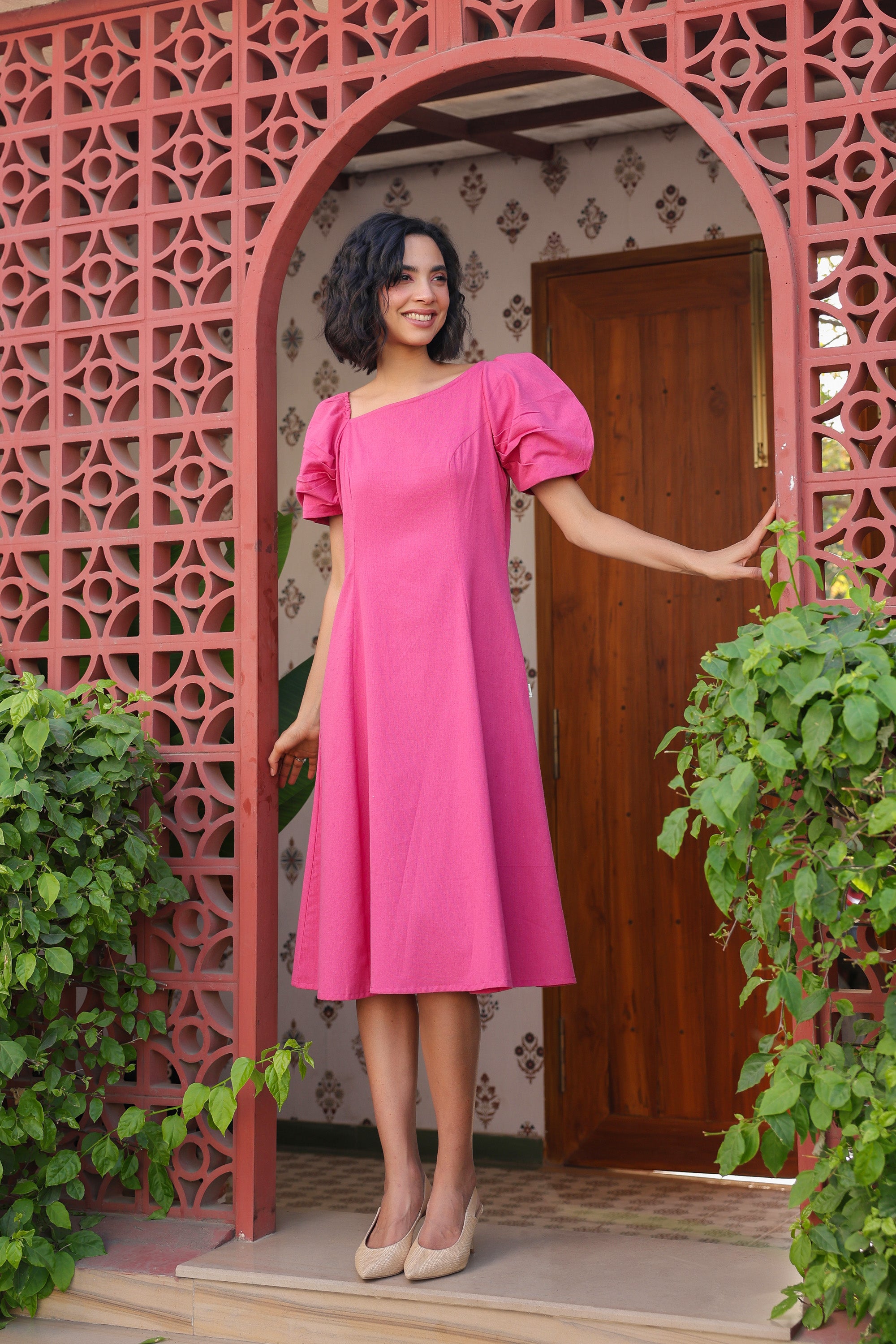 Dusky Rose Cotton Flex Dress