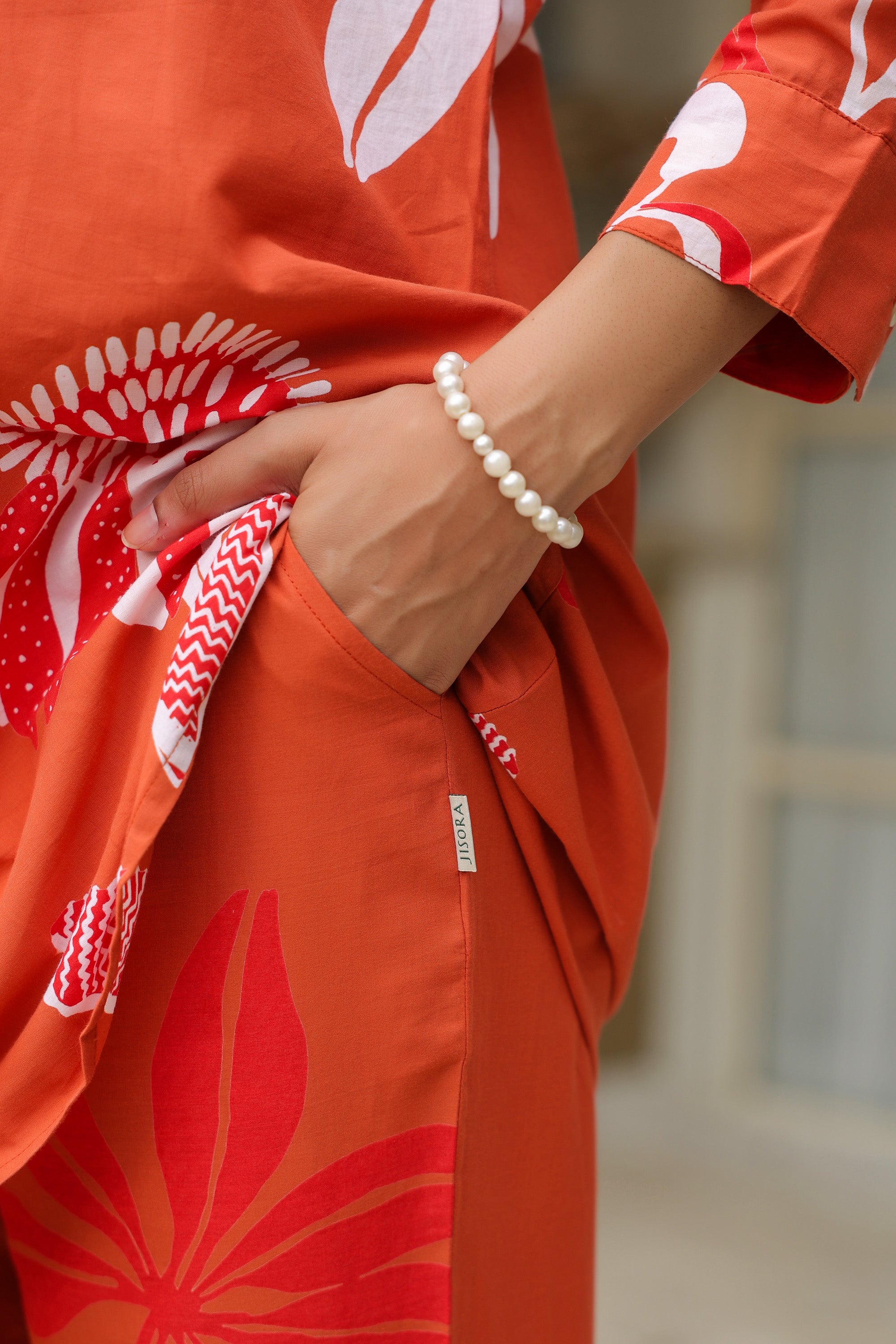 Rust Floral Printed Cotton Co-ord Set