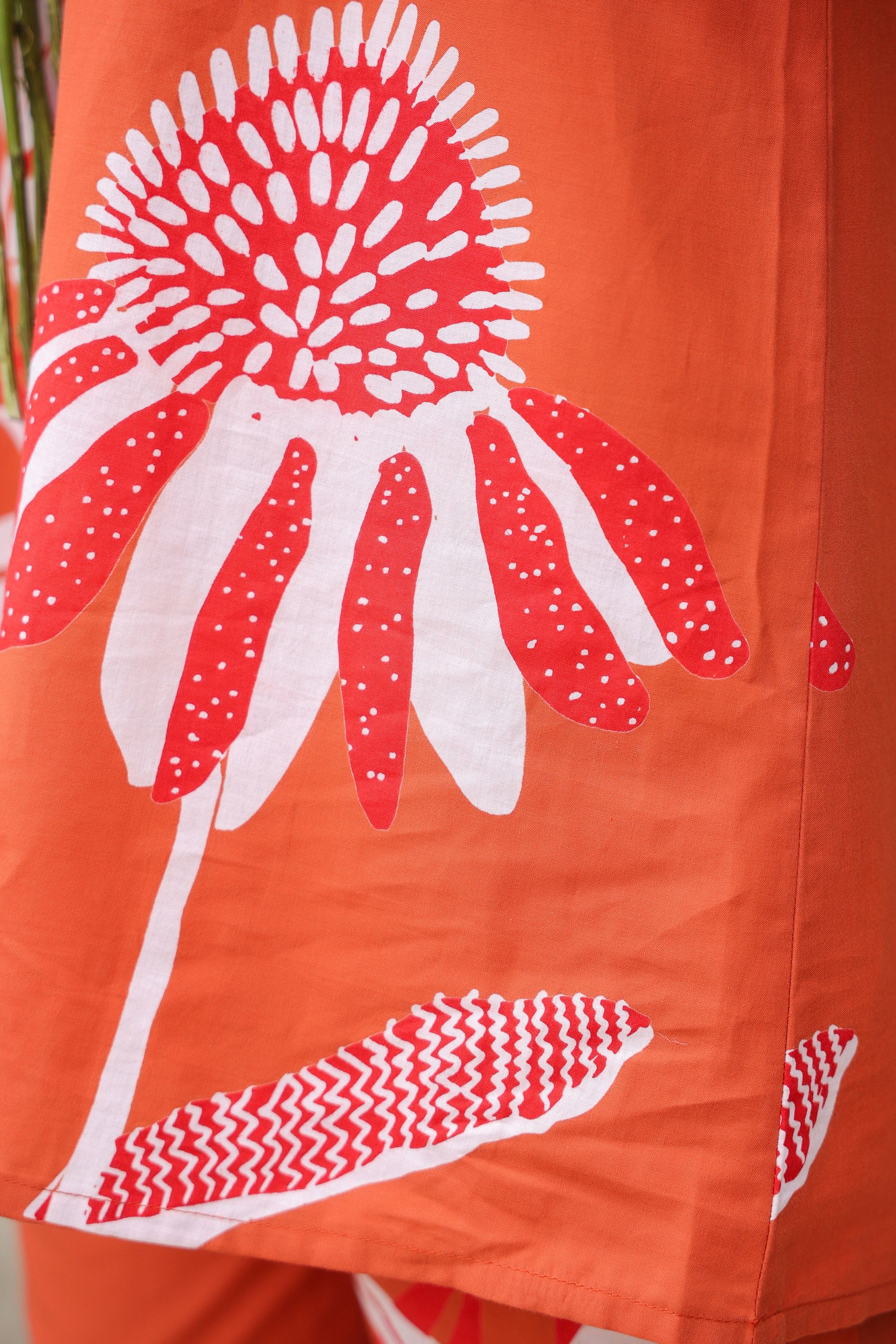 Rust Floral Printed Cotton Co-ord Set