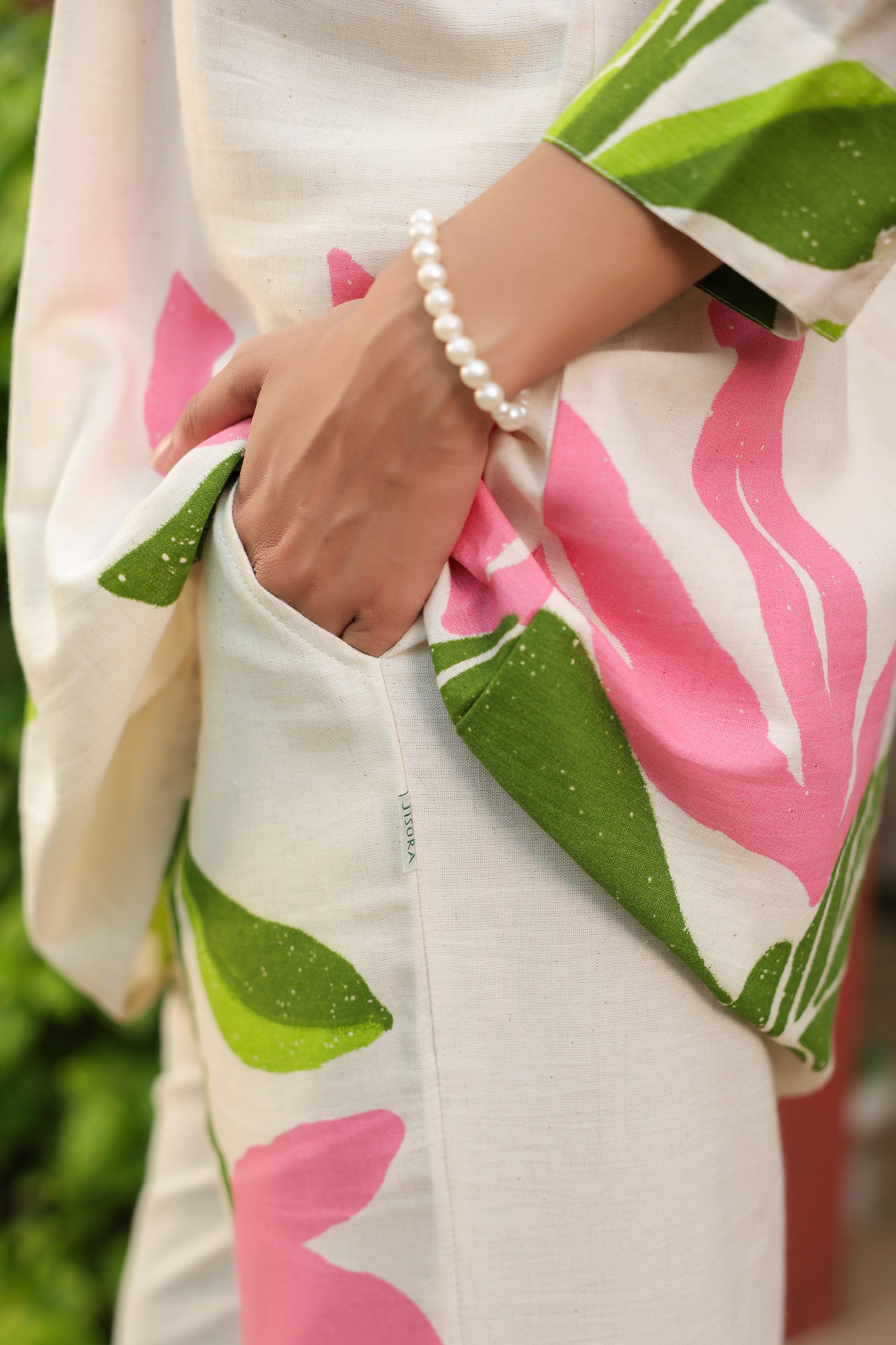 Elegant Blush Floral Printed Cotton Flex Co-ord Set