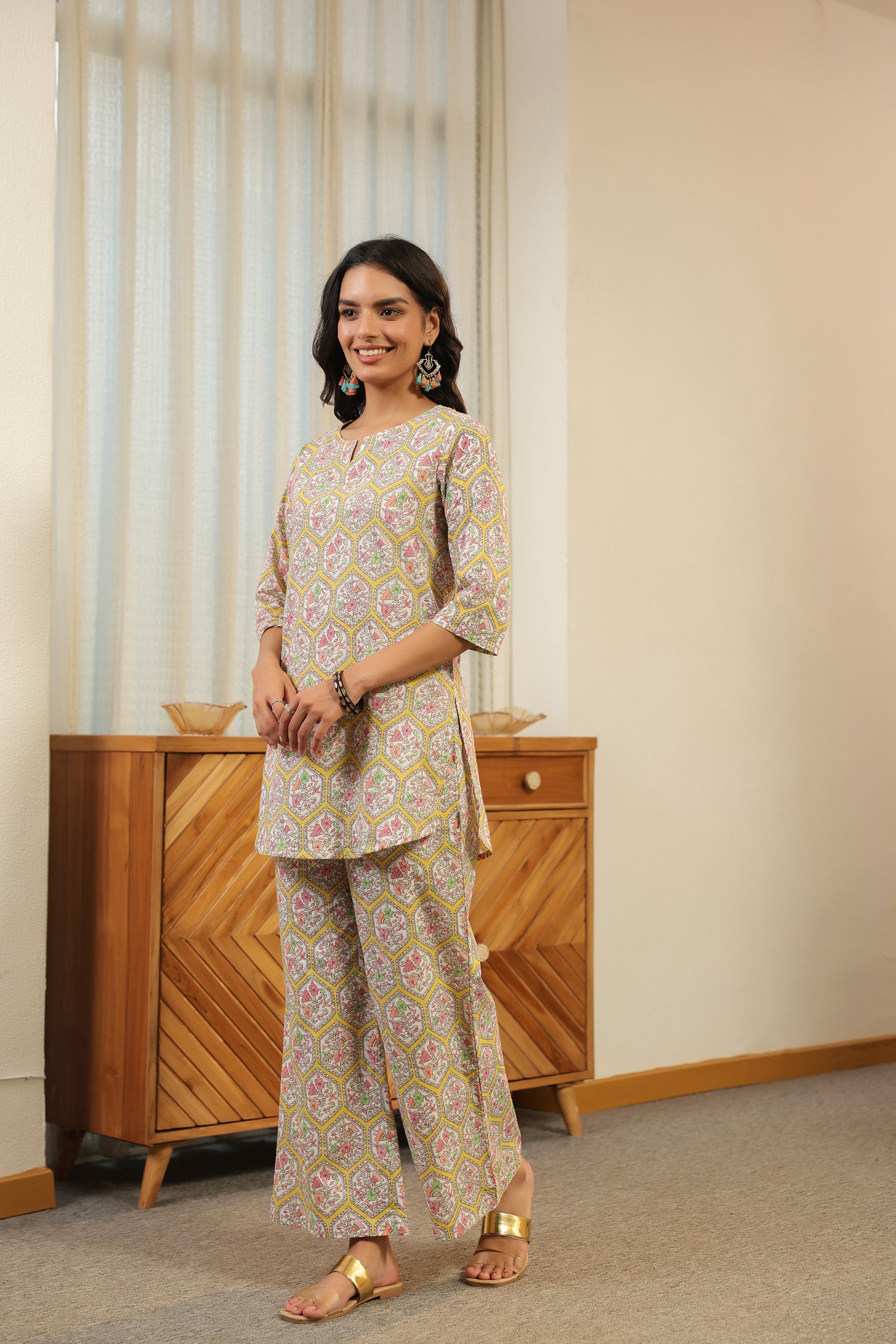 Pastel Mosaic Printed Cotton Co-ord Set