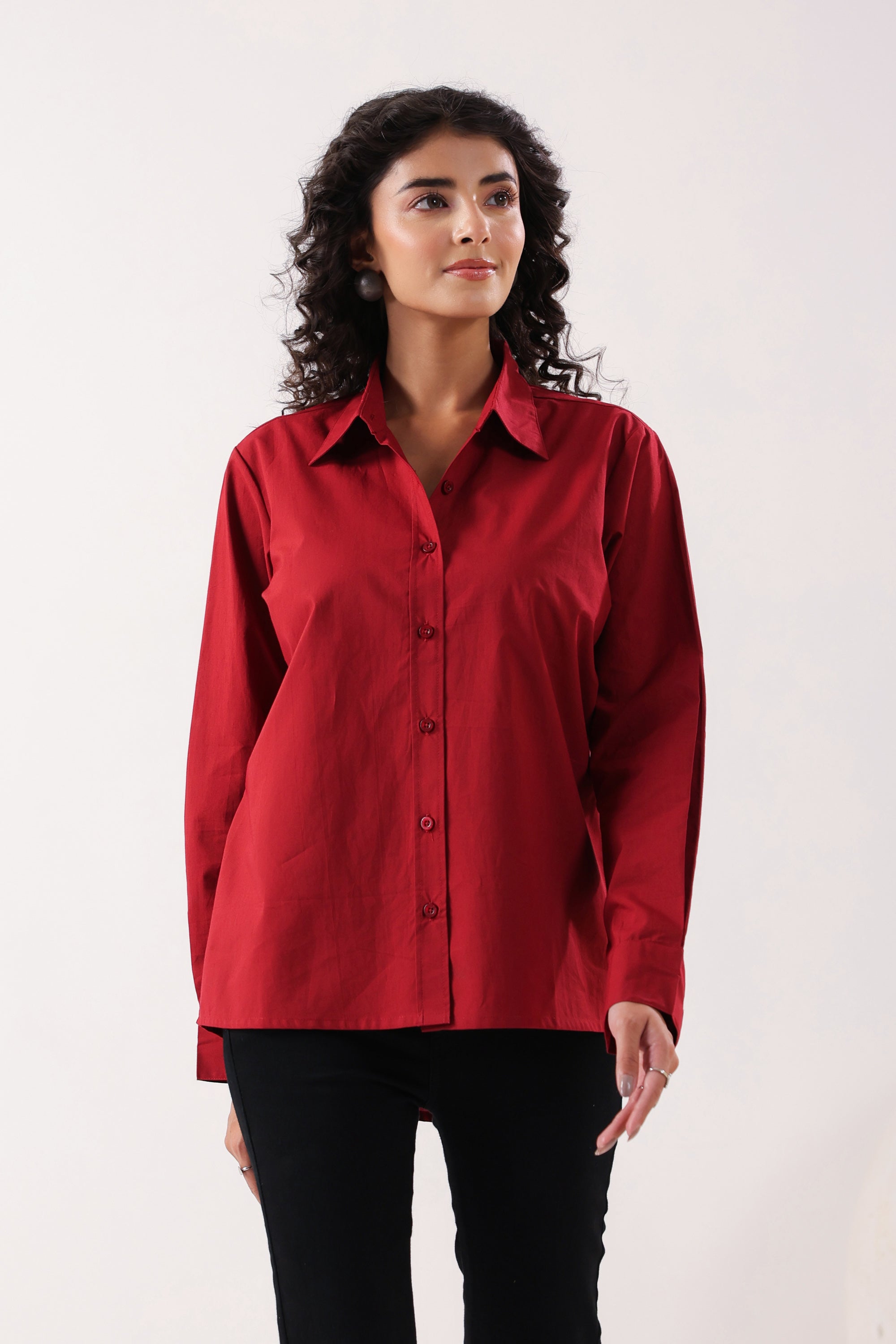 Crimson Classic Formal Maroon Poplin Shirt