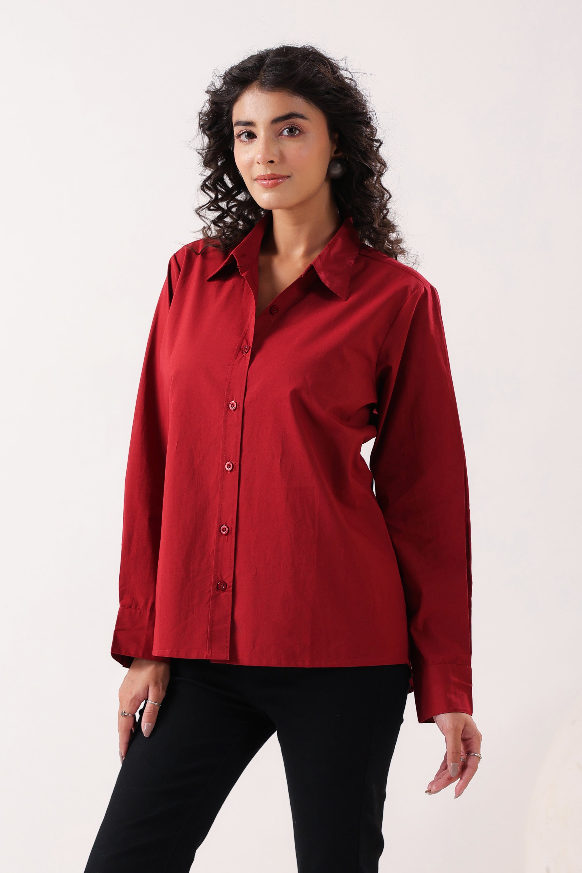 Crimson Classic Formal Maroon Poplin Shirt