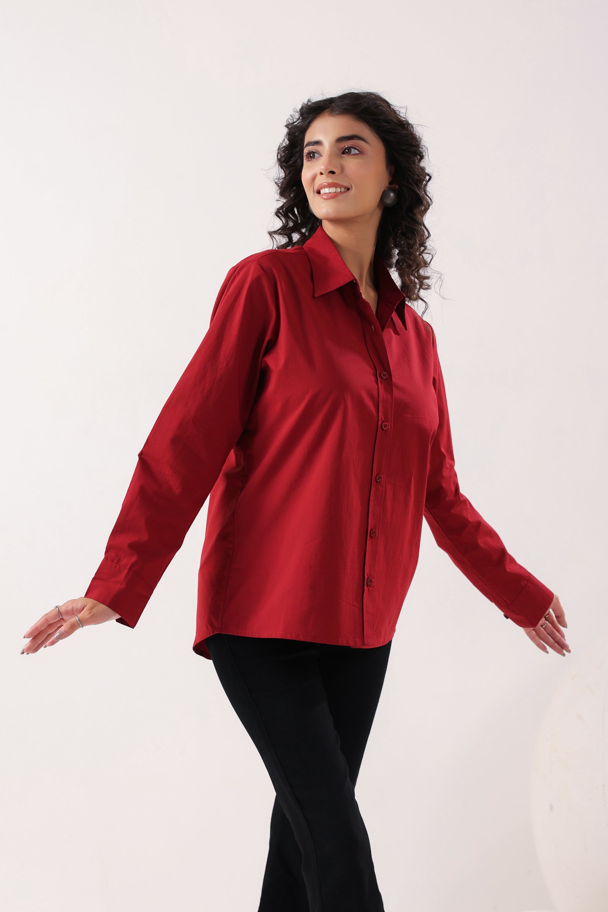 Crimson Classic Formal Maroon Poplin Shirt