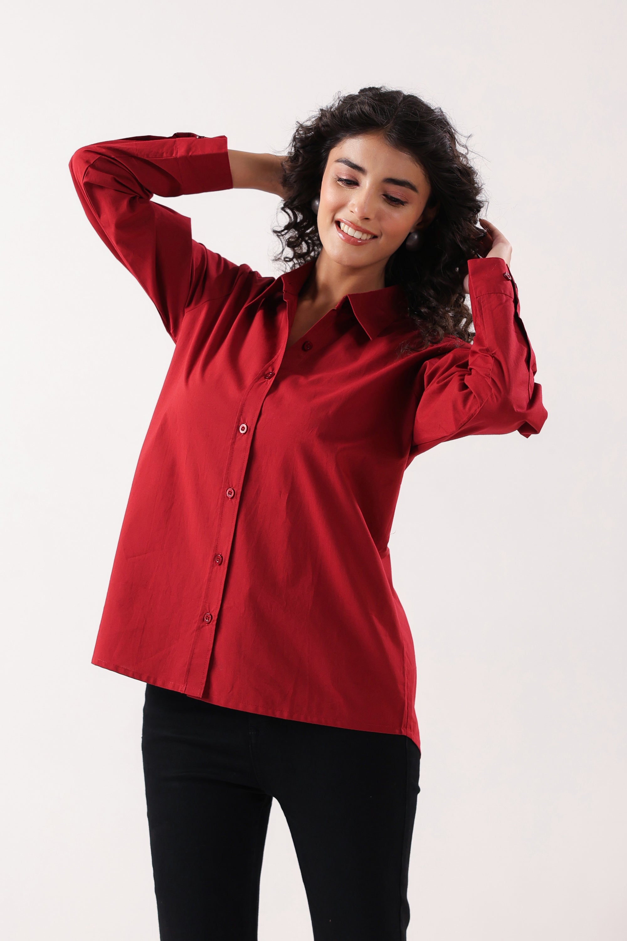 Crimson Classic Formal Maroon Poplin Shirt