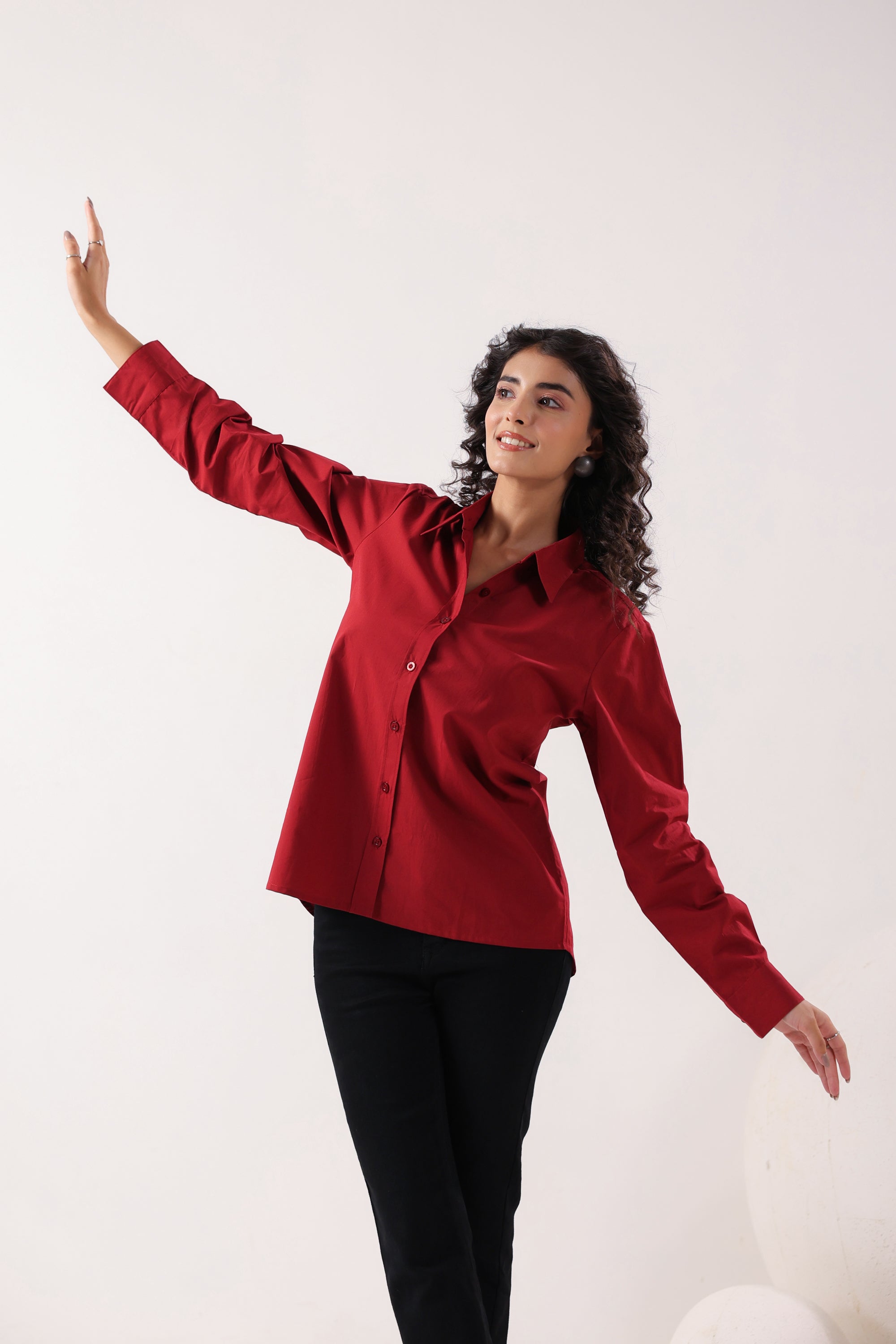 Crimson Classic Formal Maroon Poplin Shirt