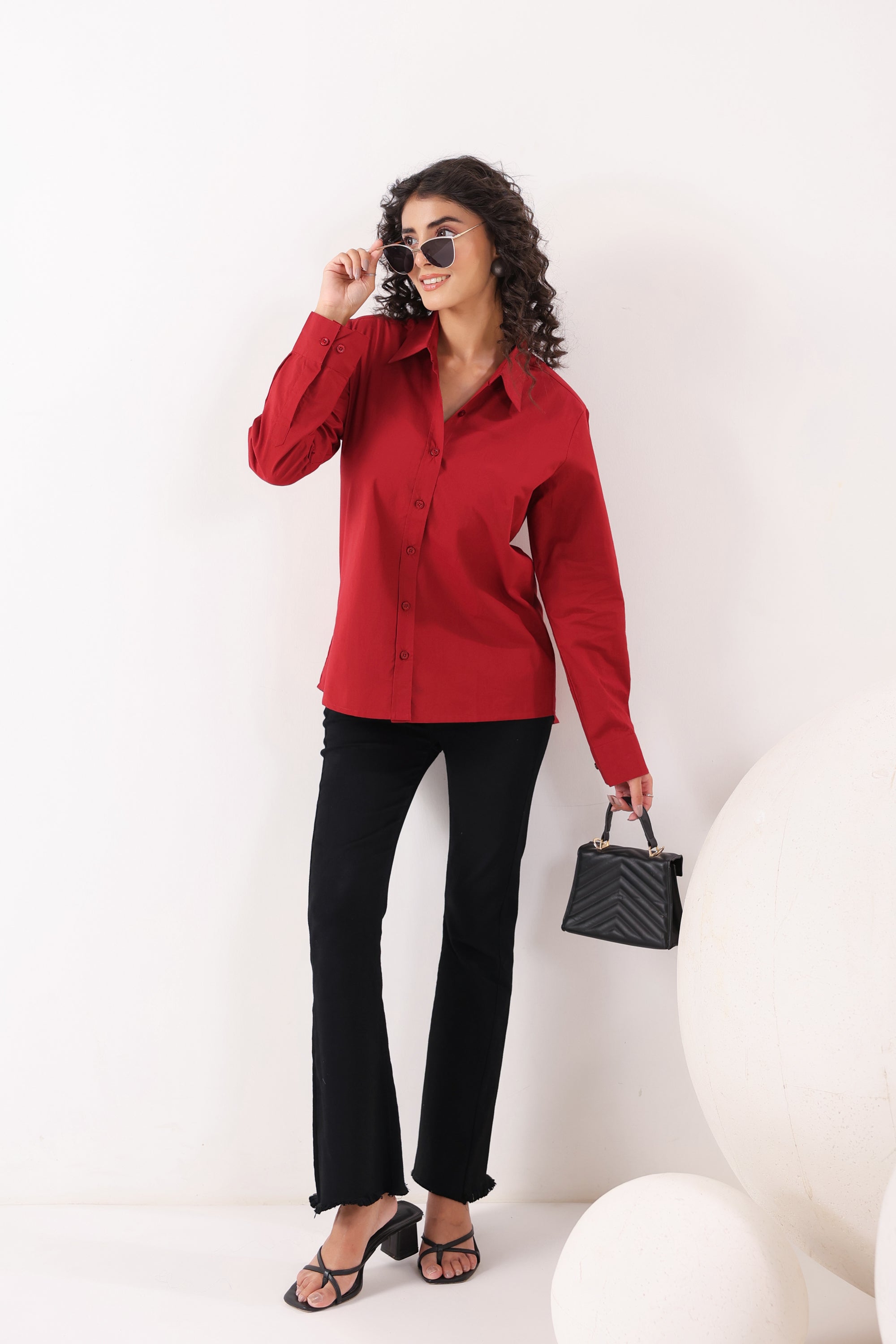 Crimson Classic Formal Maroon Poplin Shirt