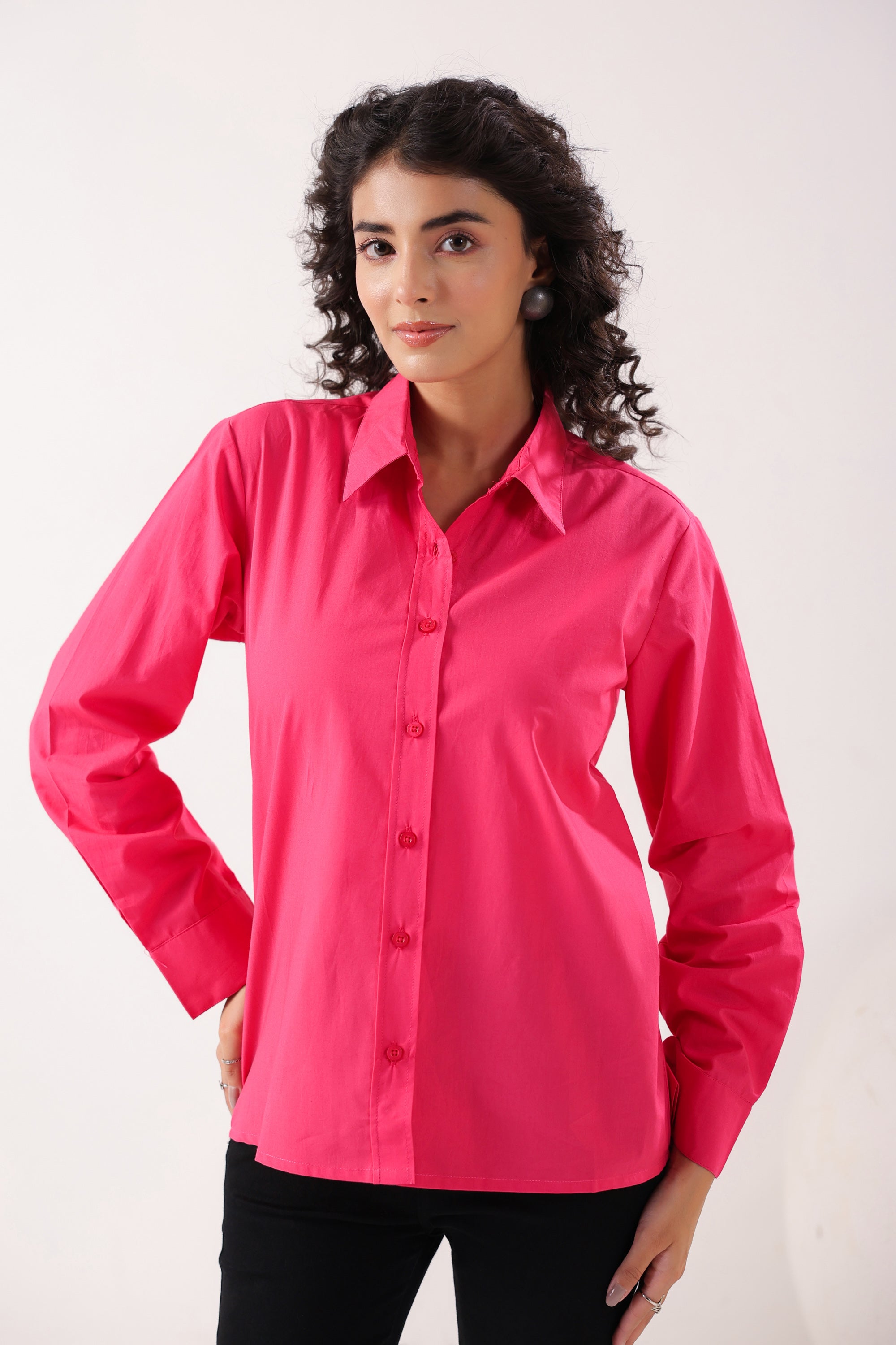 Fuchsia Flair Formal Pink Poplin Shirt