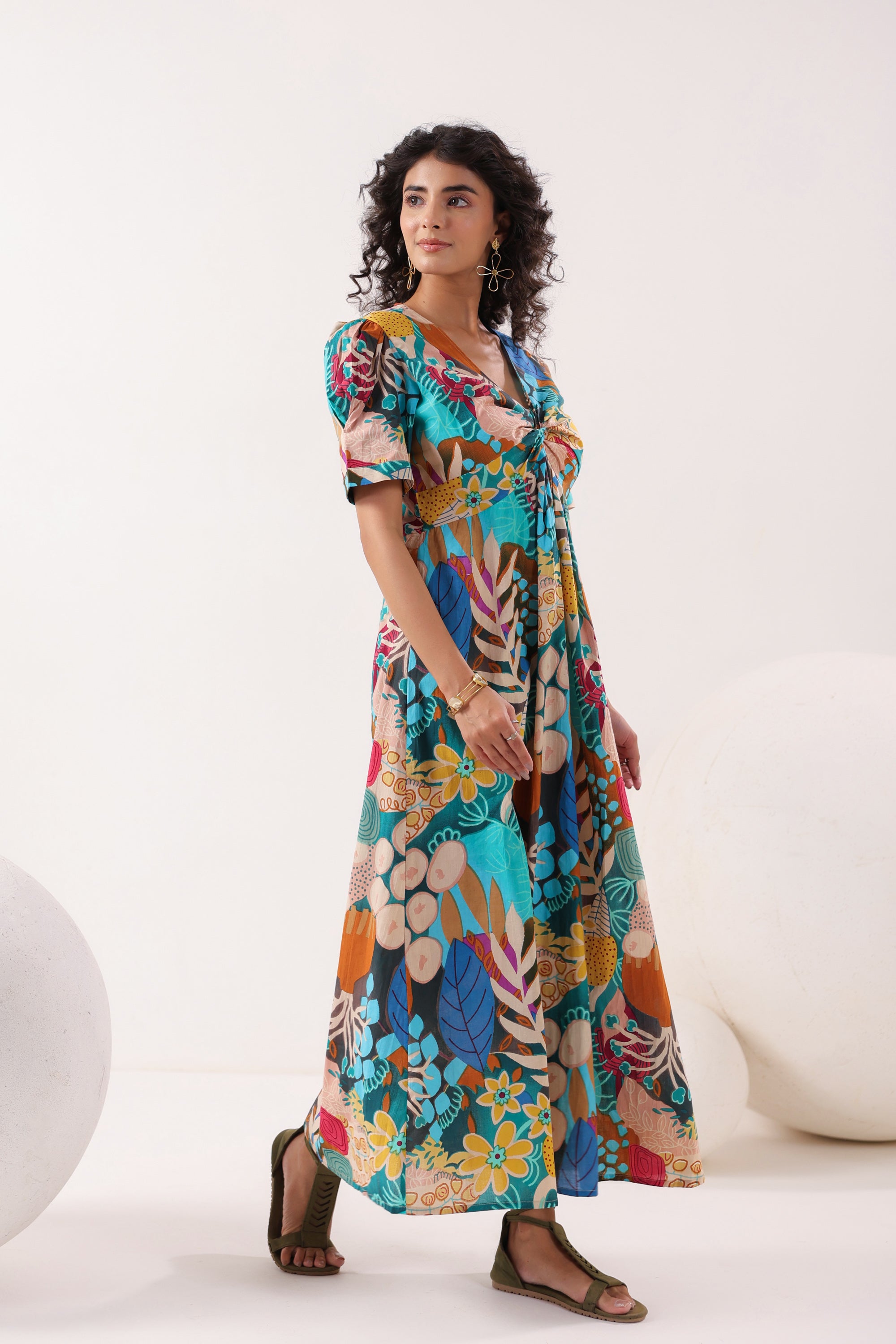 Tropical Mosaic Cotton Sundress