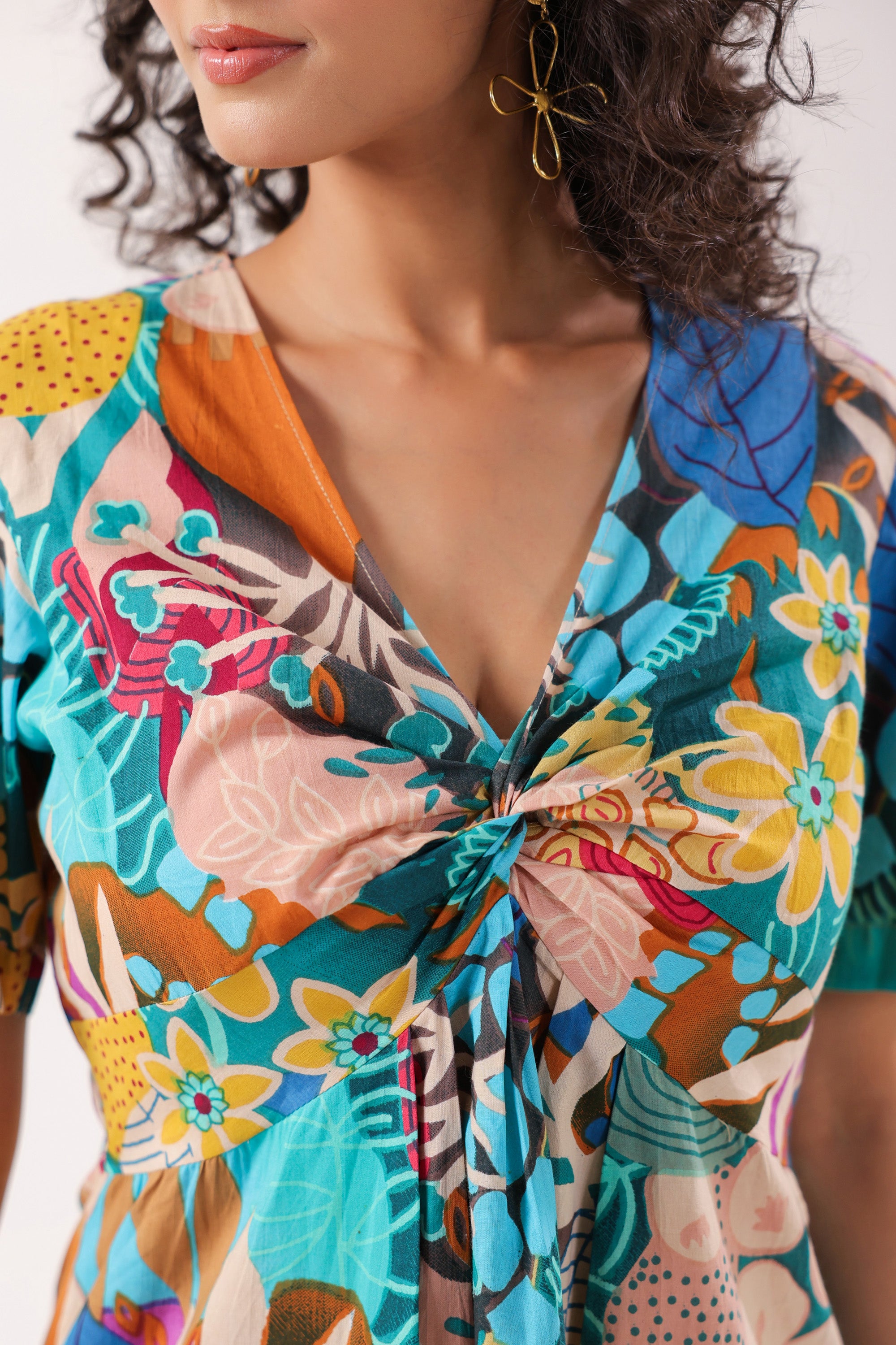 Tropical Mosaic Cotton Sundress