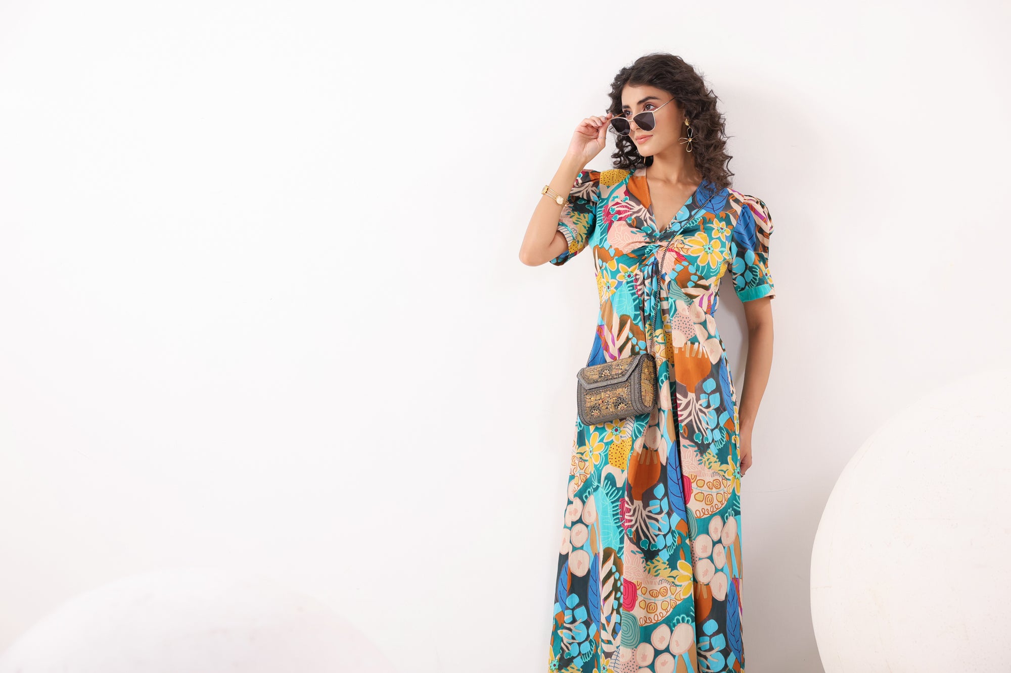 Tropical Mosaic Cotton Sundress
