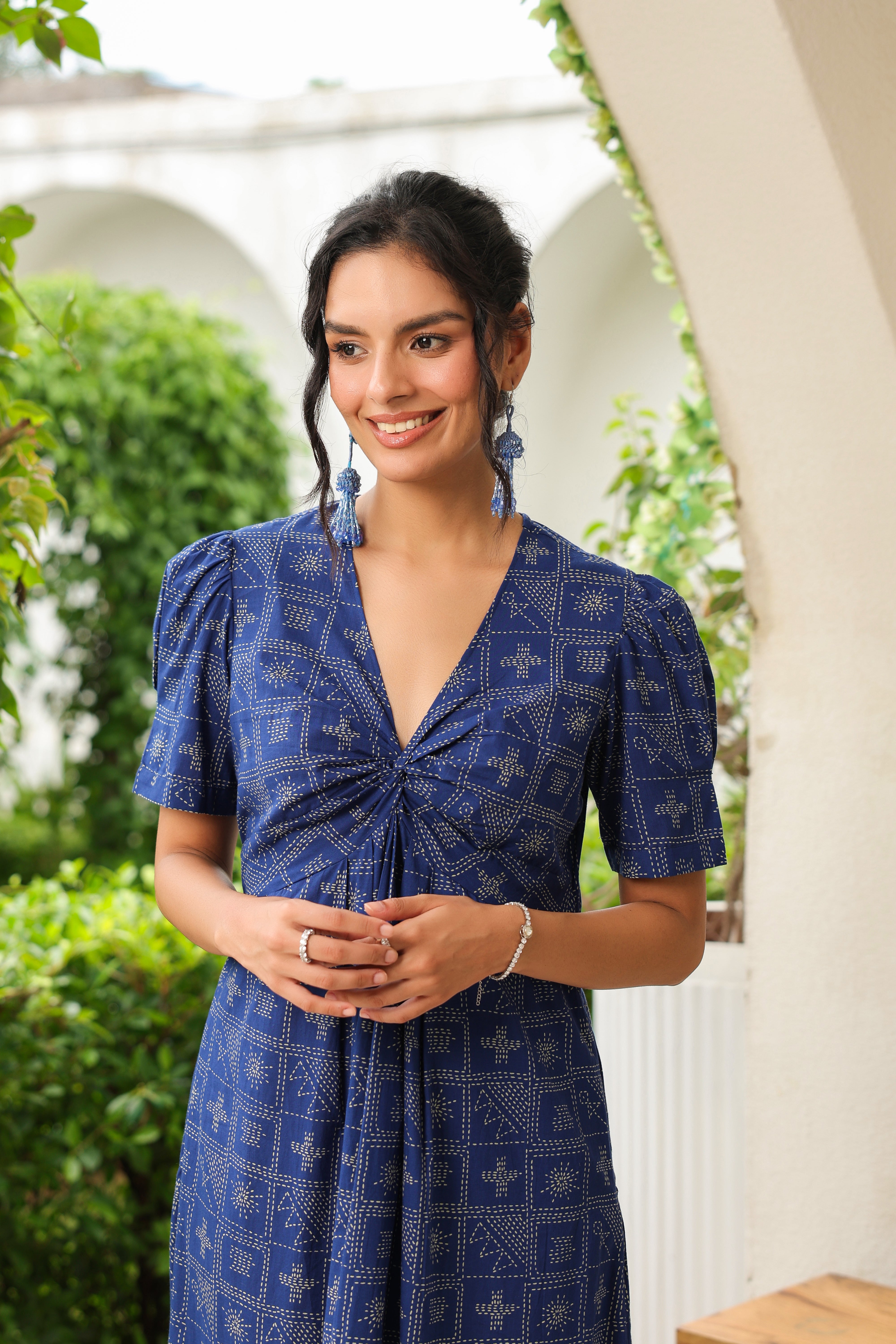 Geometric Grace Cotton Dress