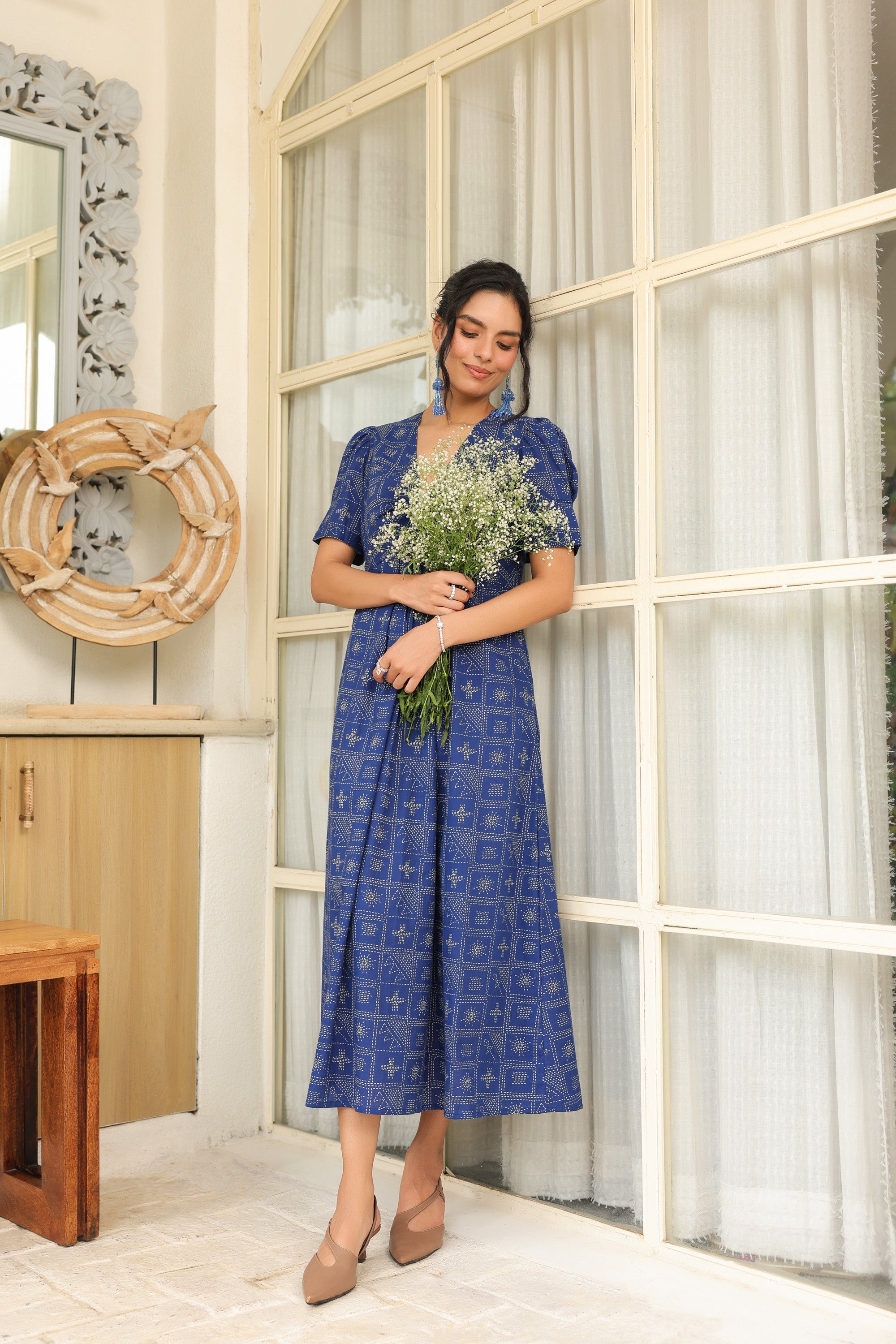 Geometric Grace Cotton Sundress