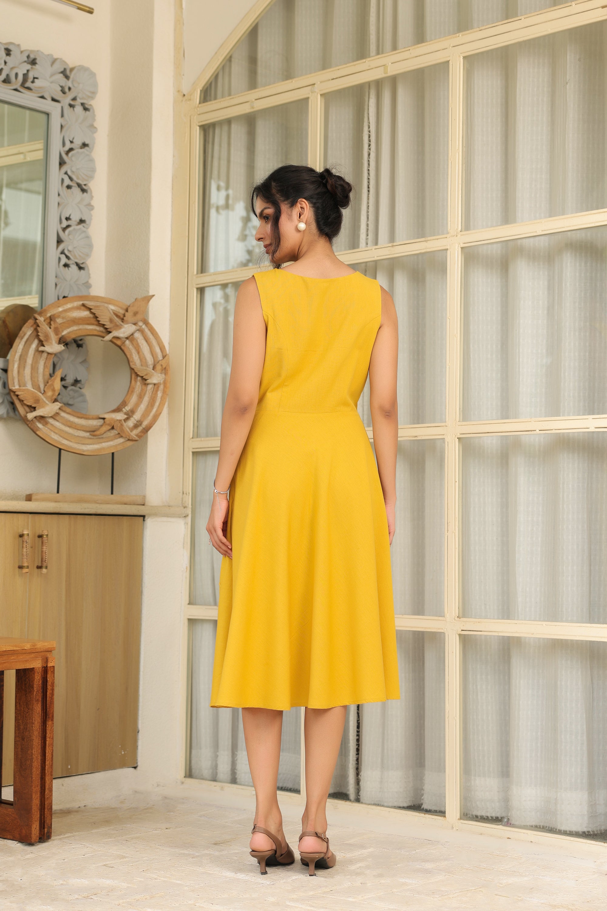 Golden Leaf Midi Dress