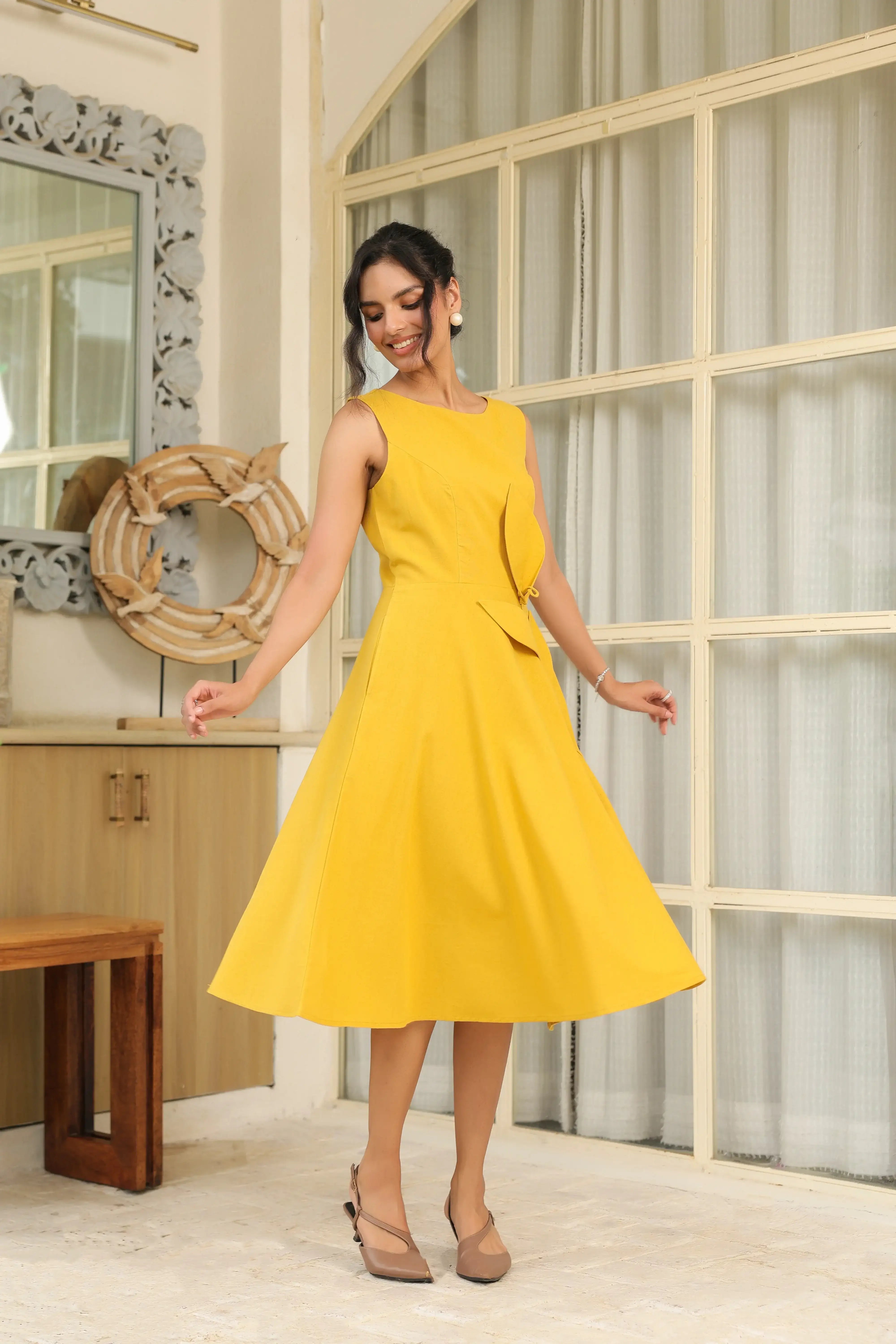 Golden Leaf Midi Dress