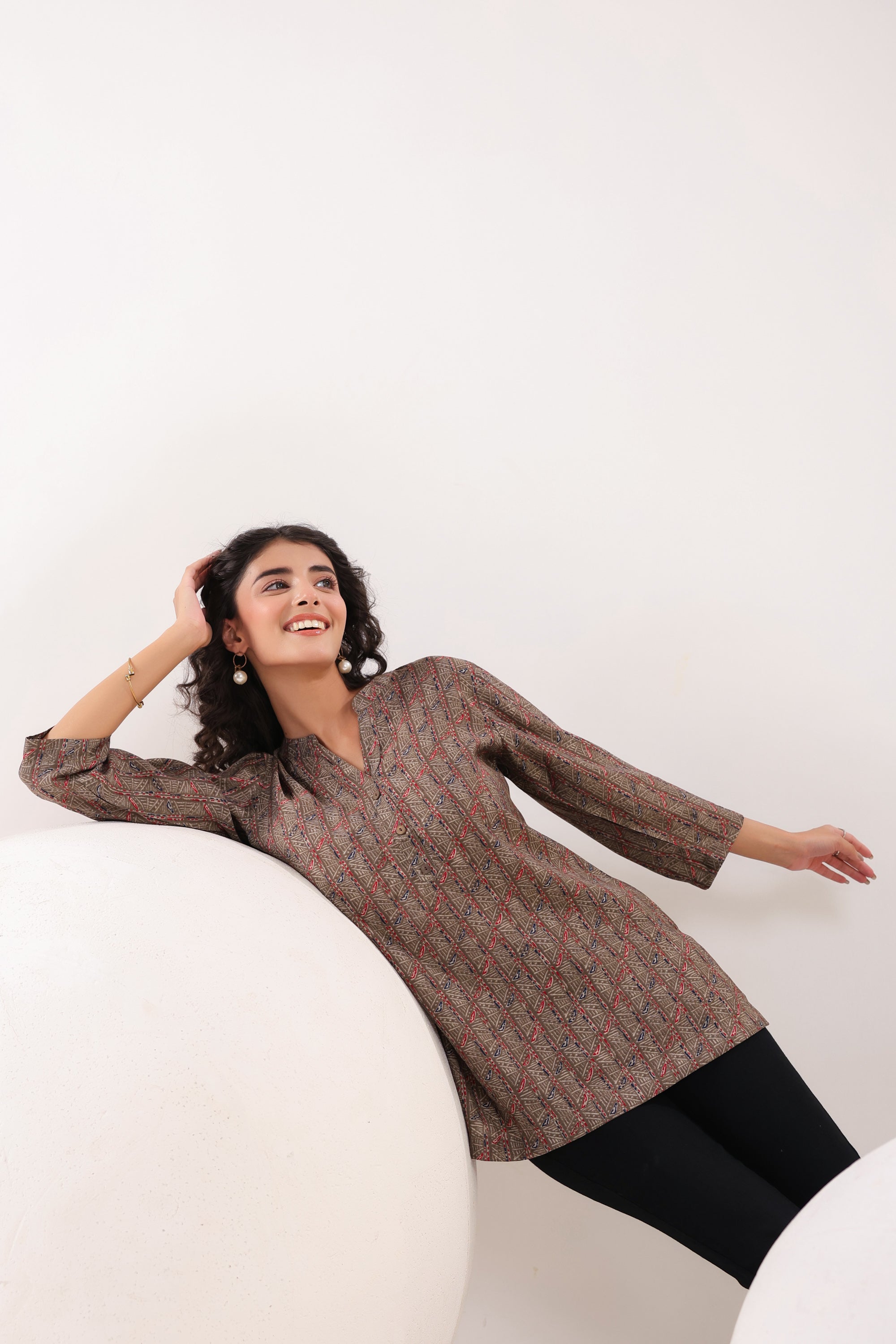Minimalist Ethnic Muslin Brown Top