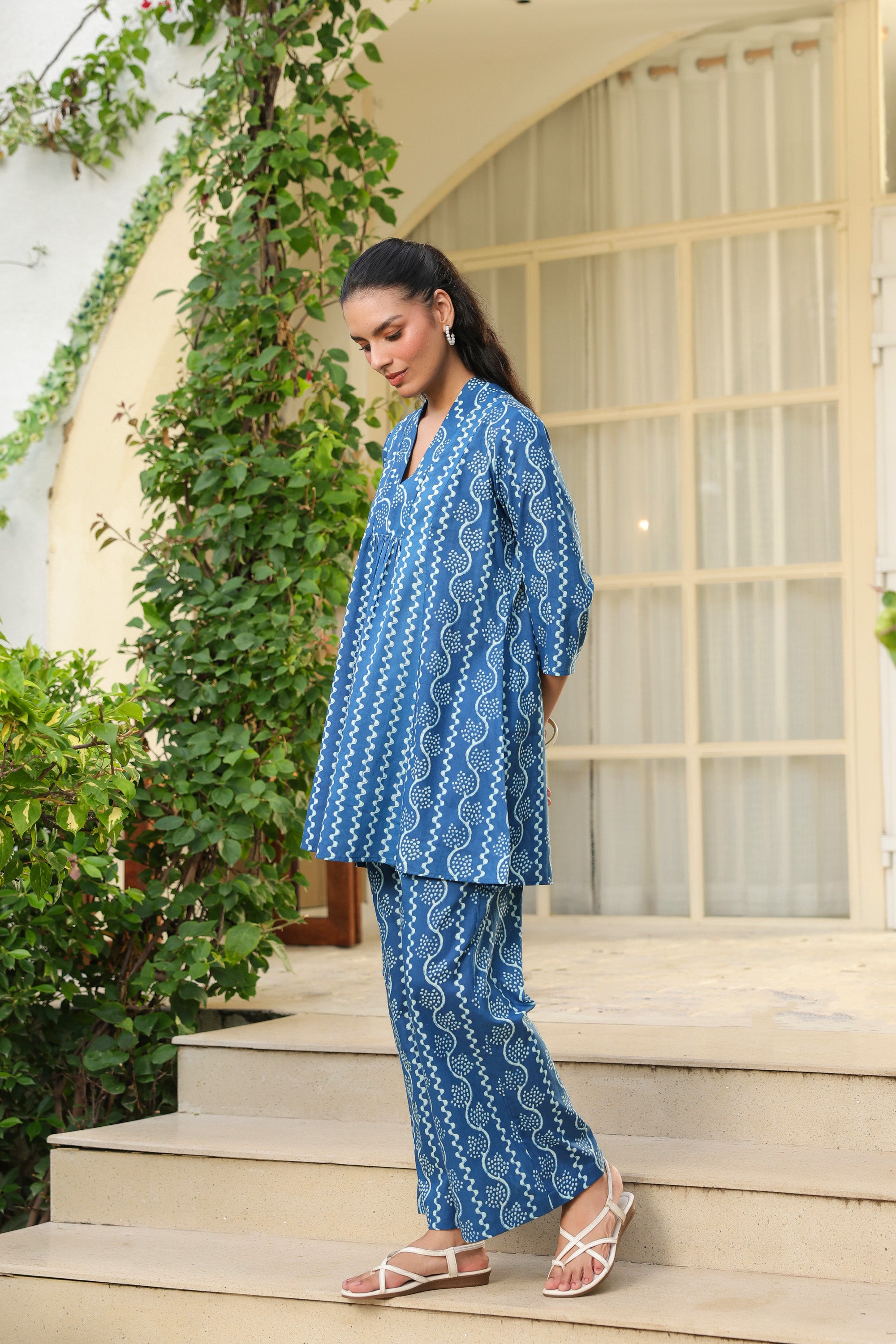 Azure Charm Printed Cotton Co-ord Set