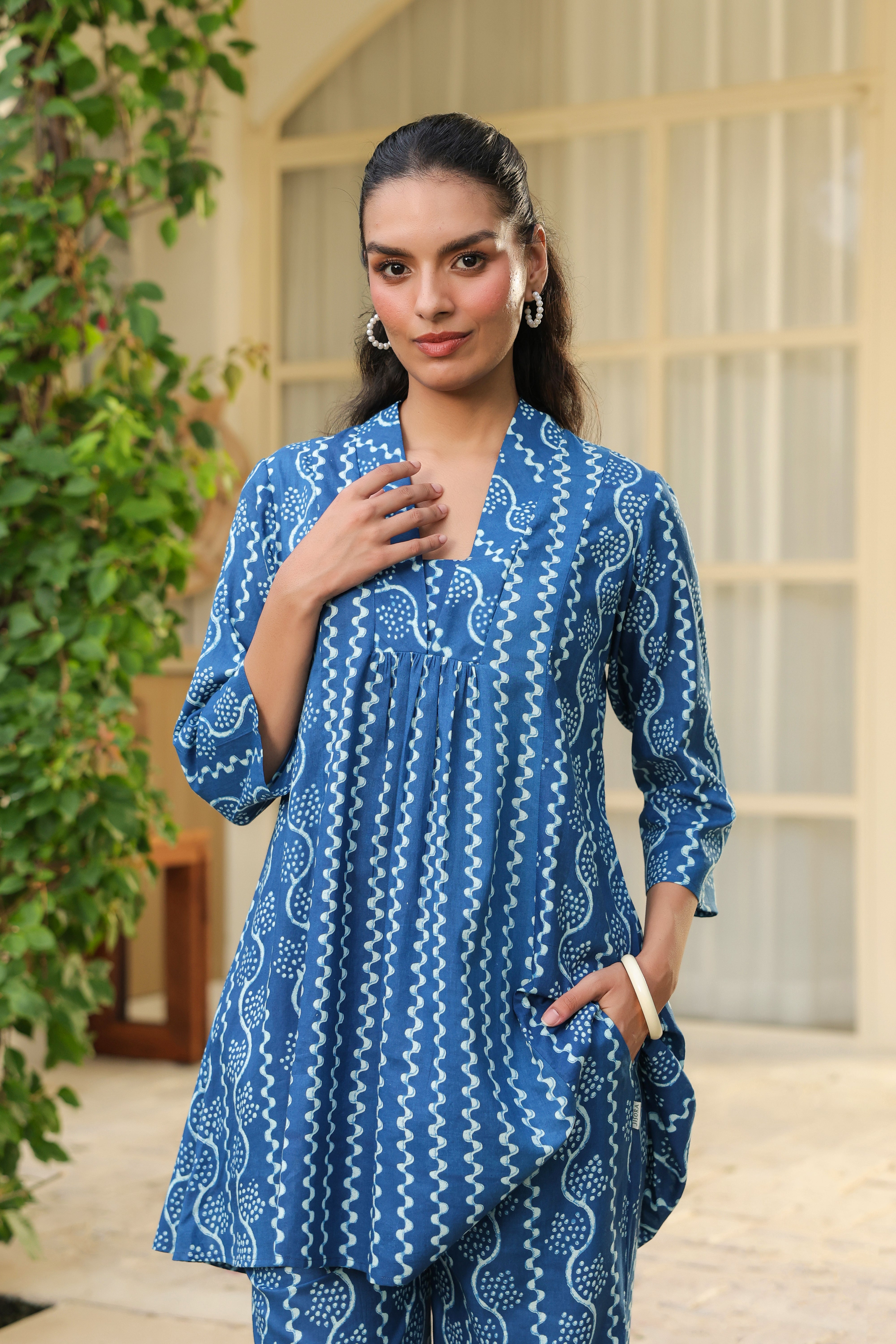 Azure Charm Printed Cotton Co-Ord Set