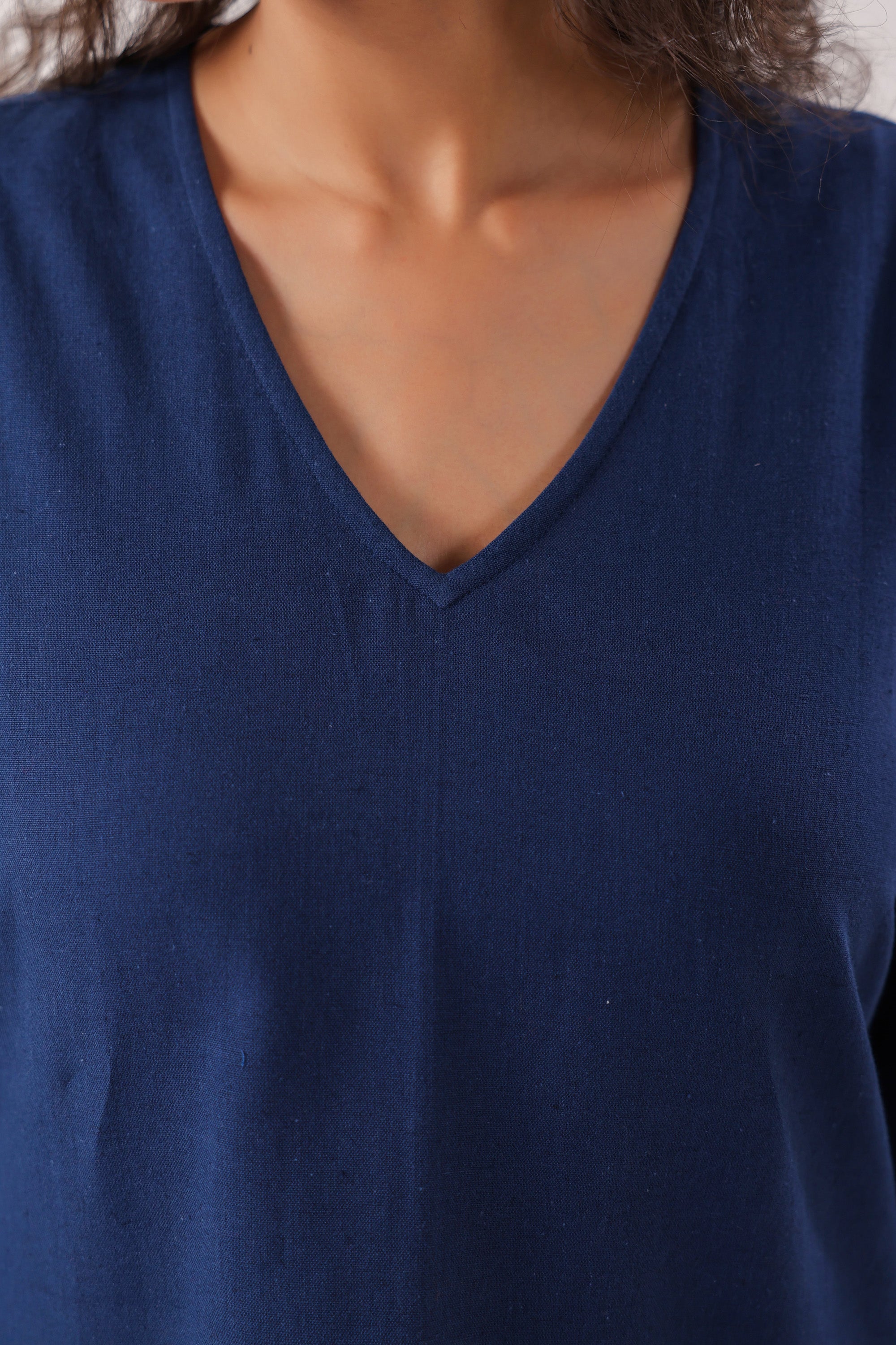 Swirl Essence Collared Blue Cotton Flex Top