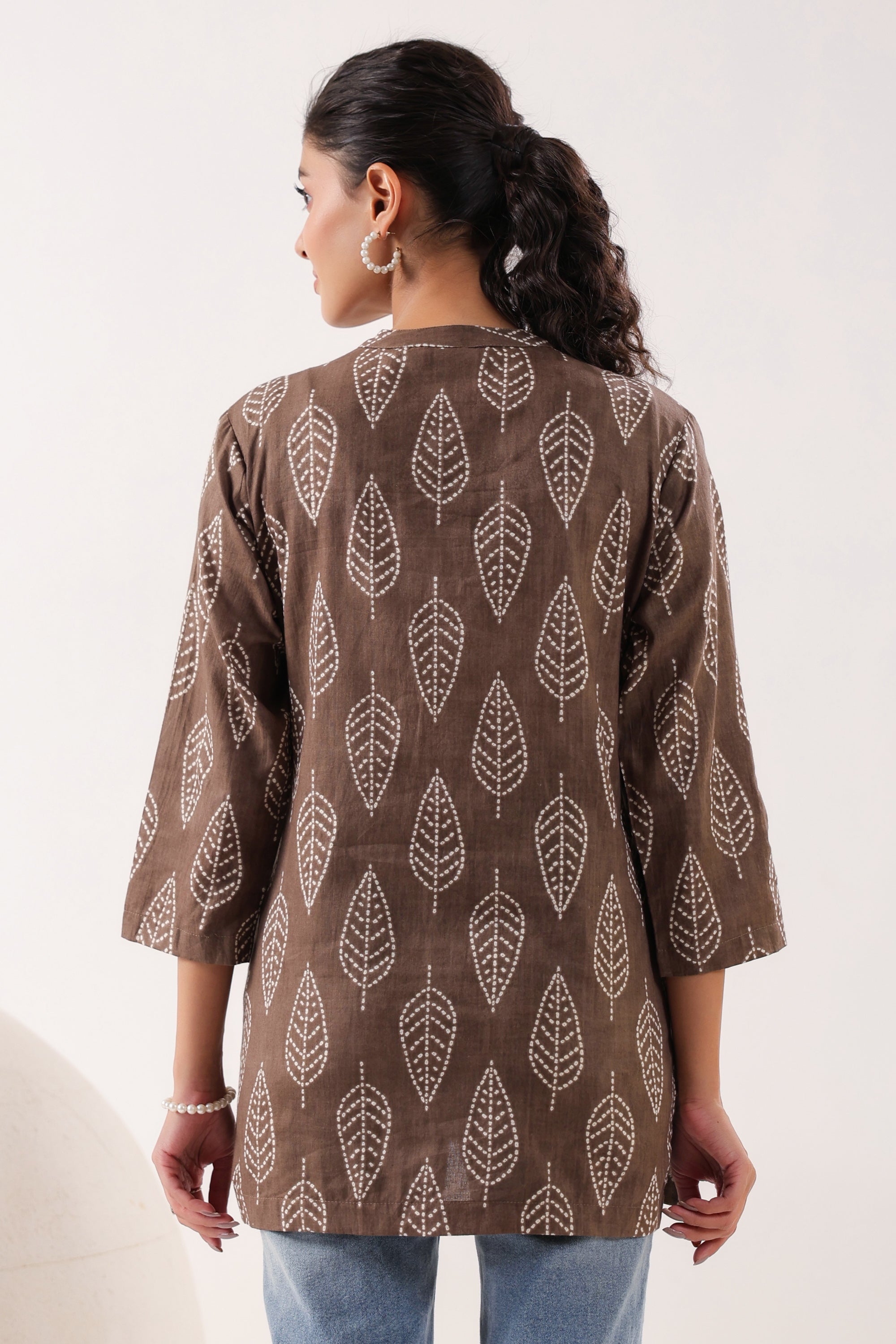 Brown Breeze Grey Cotton Casual Top