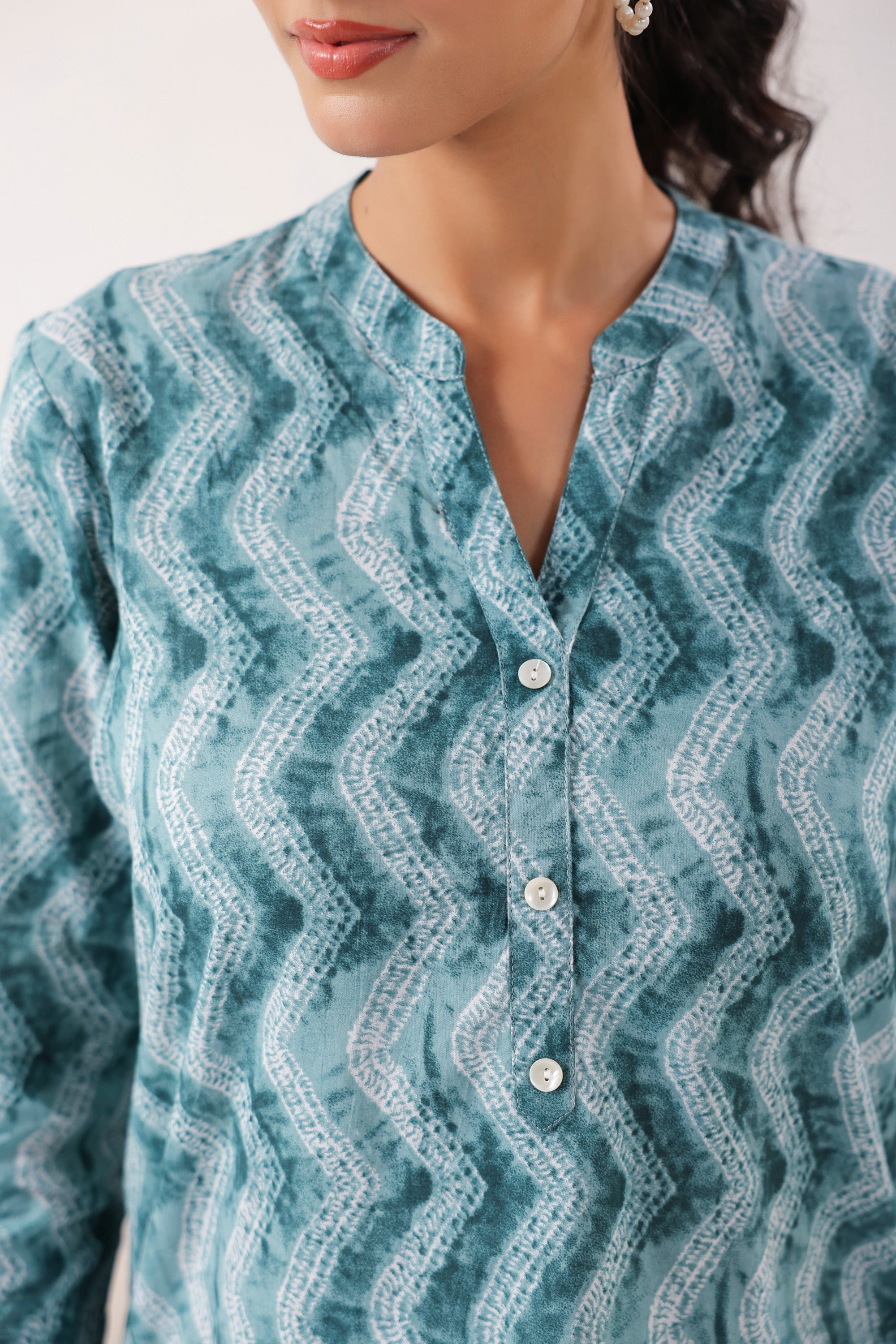 Ripple Charm Everyday Blue Cotton Top