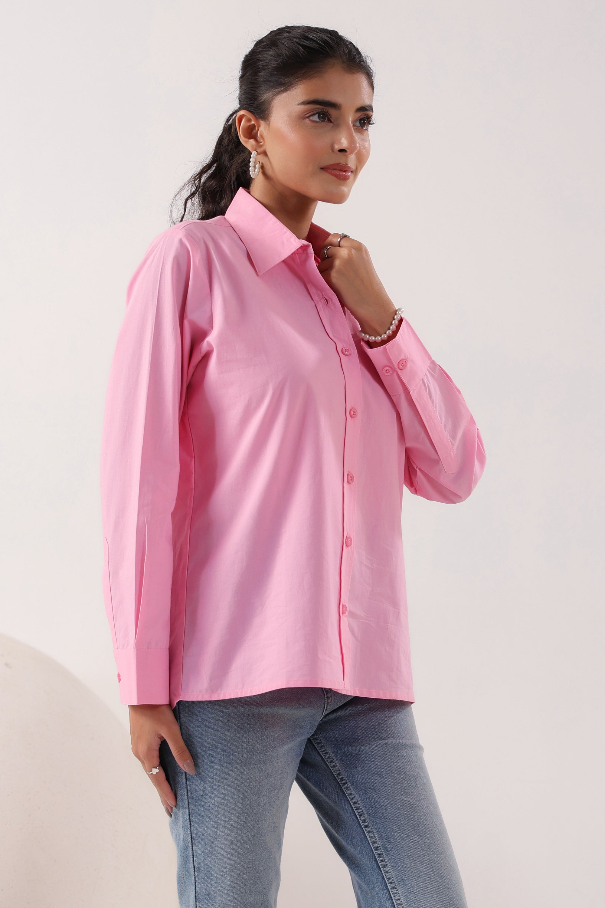 Gentle Hue Structured Pink Poplin Shirt