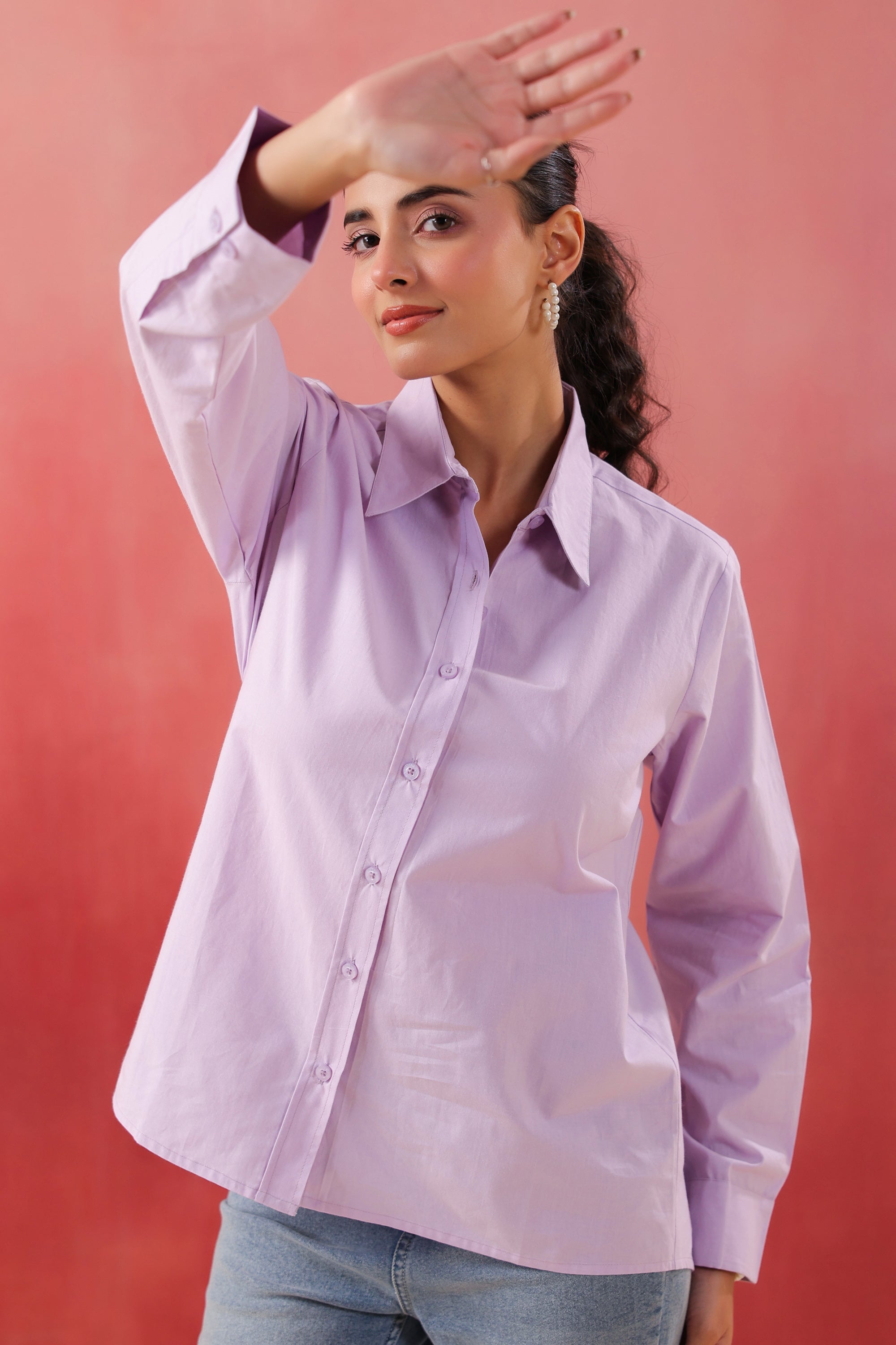 Soft Lilac Classic Levender Poplin Shirt