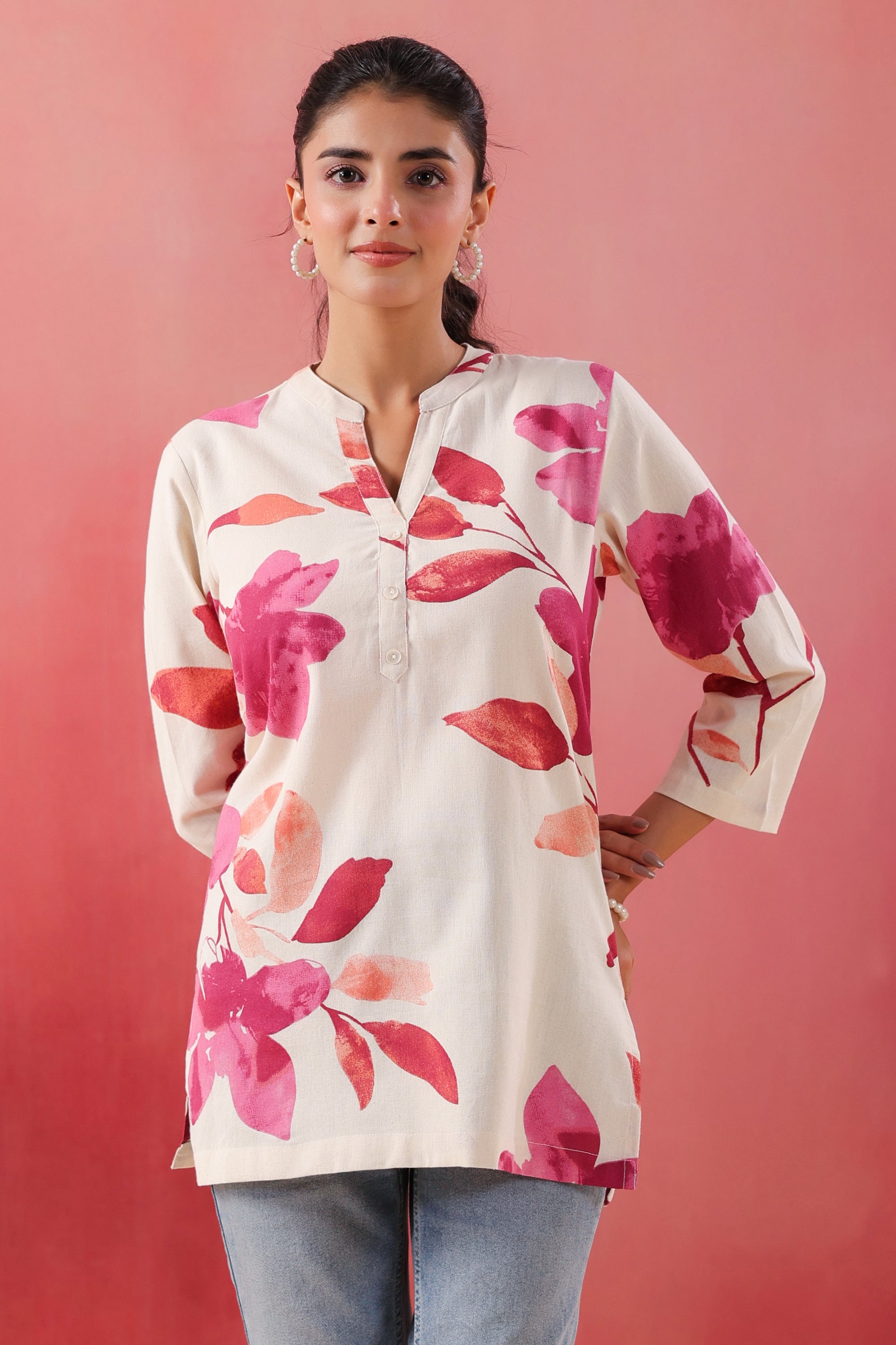 Blush Bloom Pink Printed Cotton Flex Top