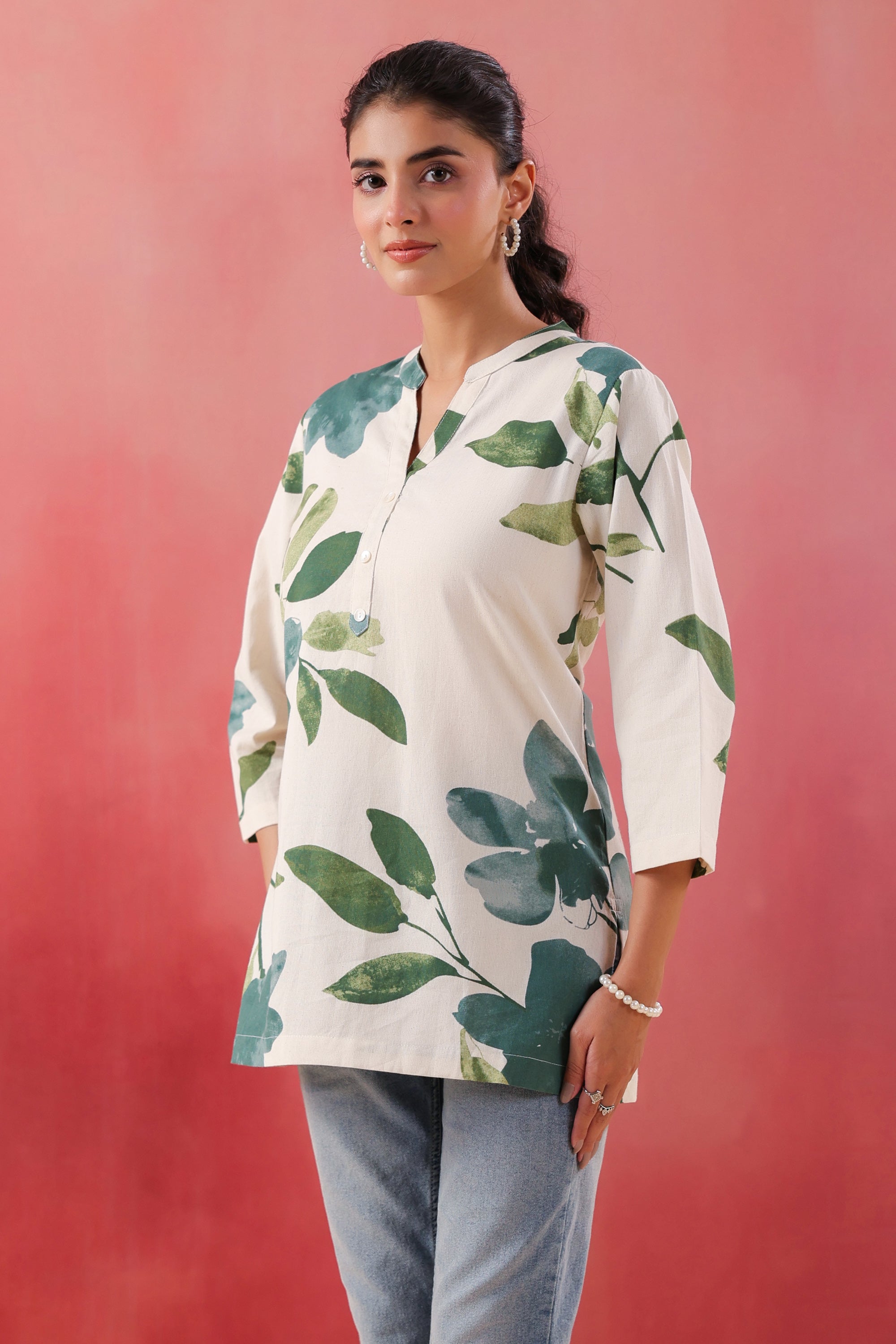 ColorCraze Green Cotton Flex Printed Top