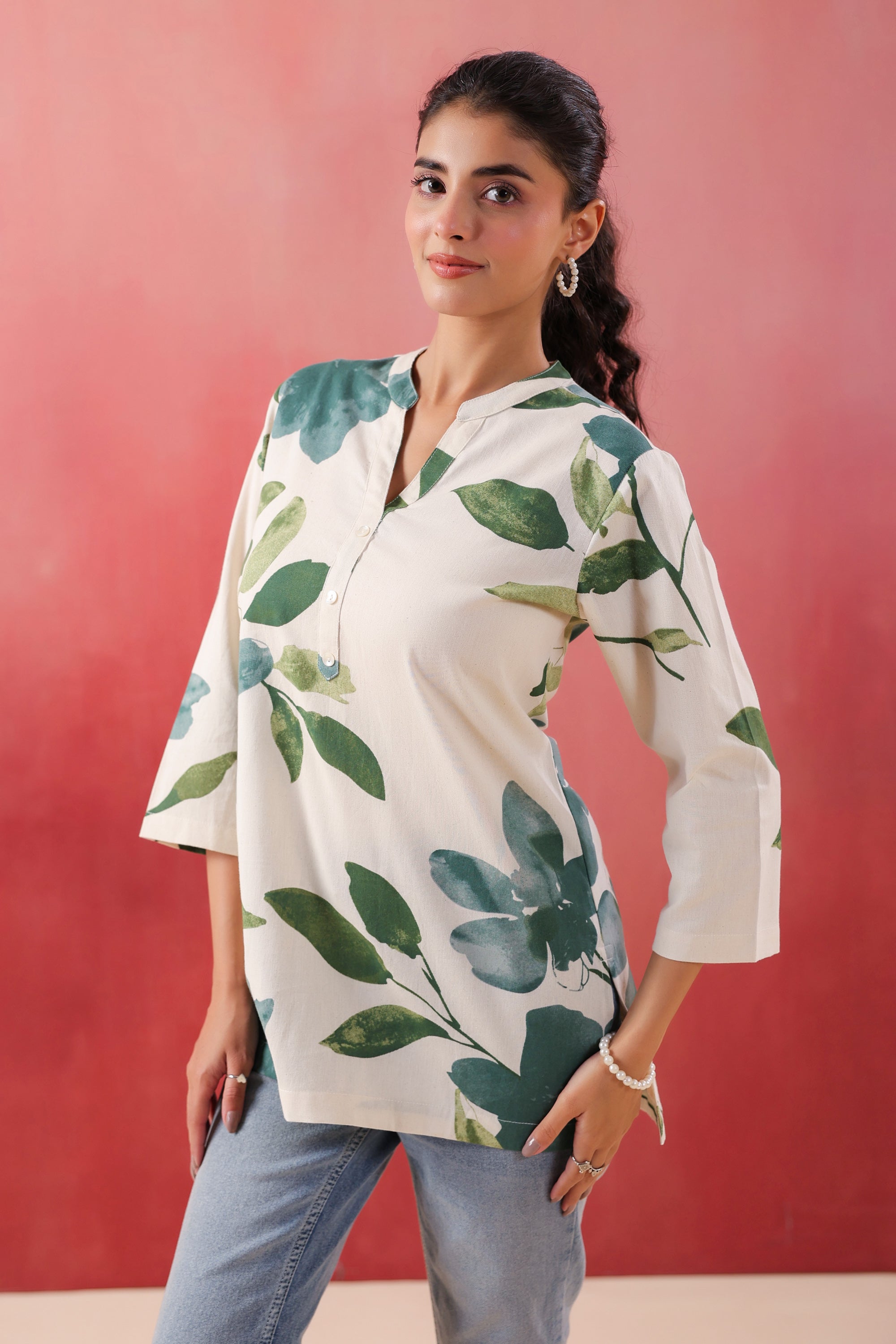 ColorCraze Green Cotton Flex Printed Top