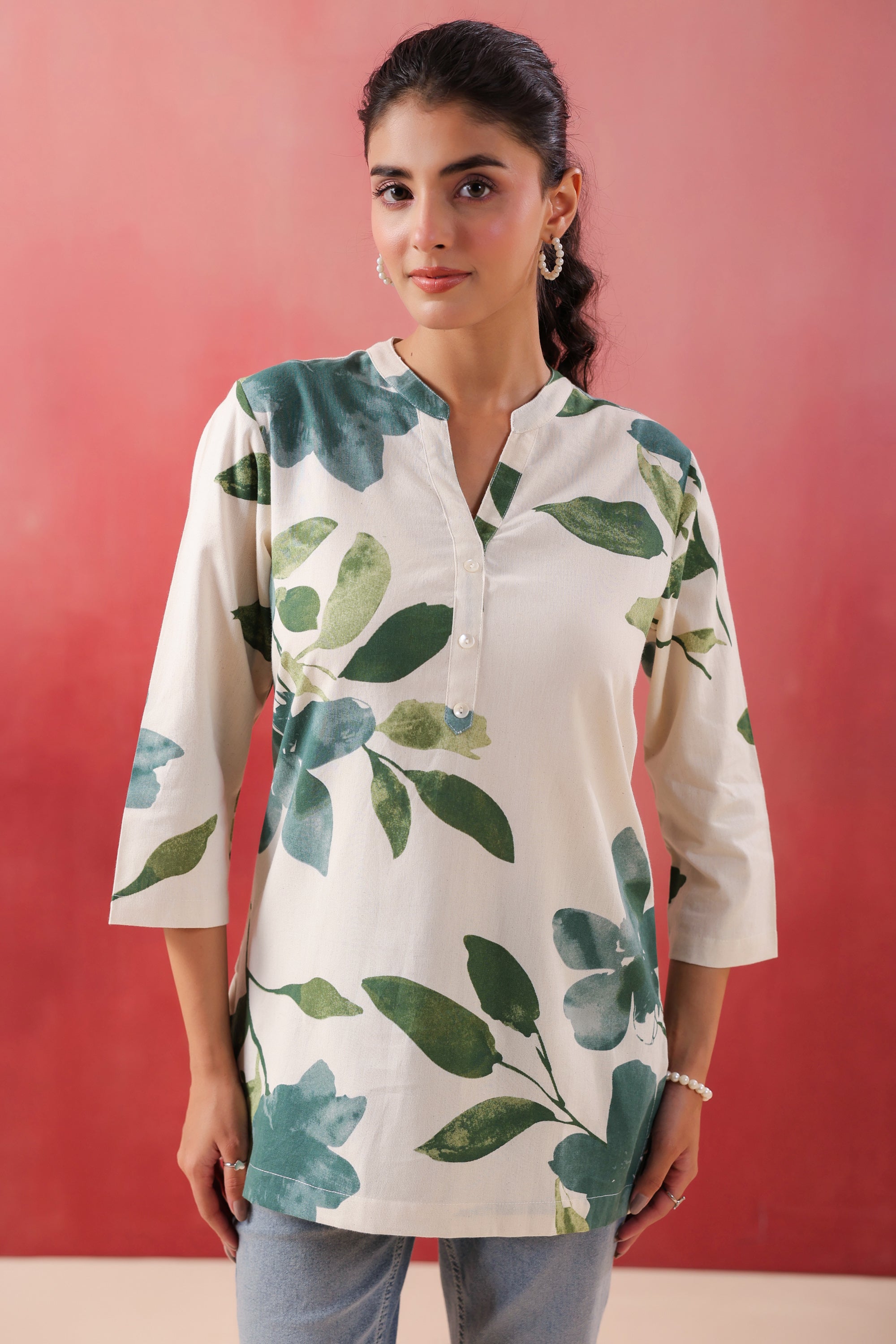ColorCraze Green Cotton Flex Printed Top