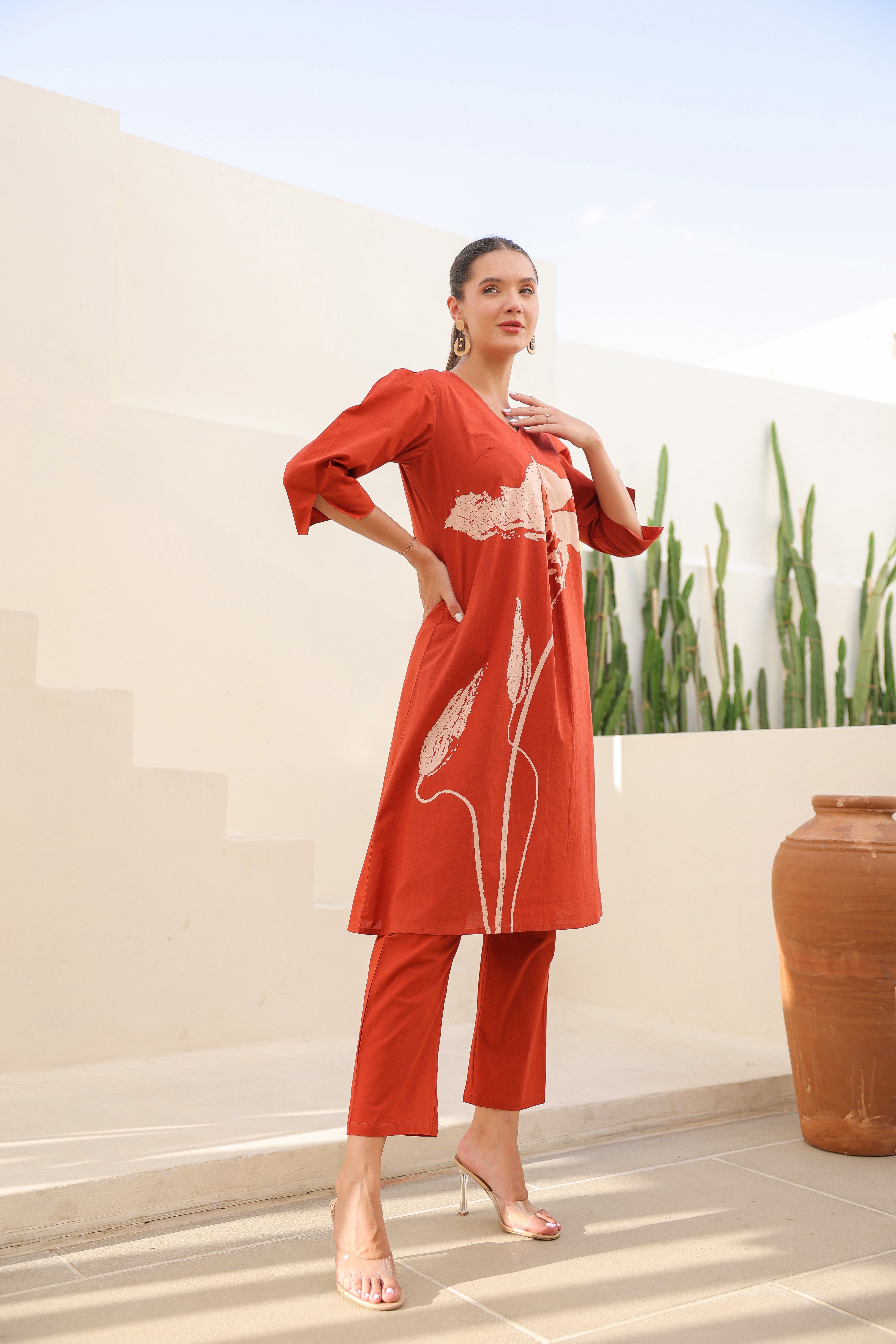 Amber Cotton Rust Co-ord Set
