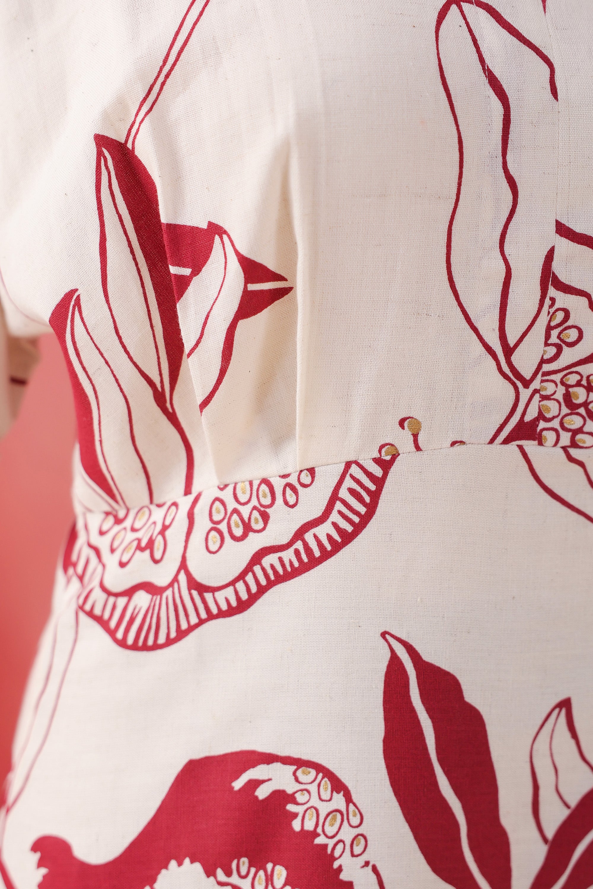 Ivory Pomegranate Printed Maroon Cotton Flex Dress