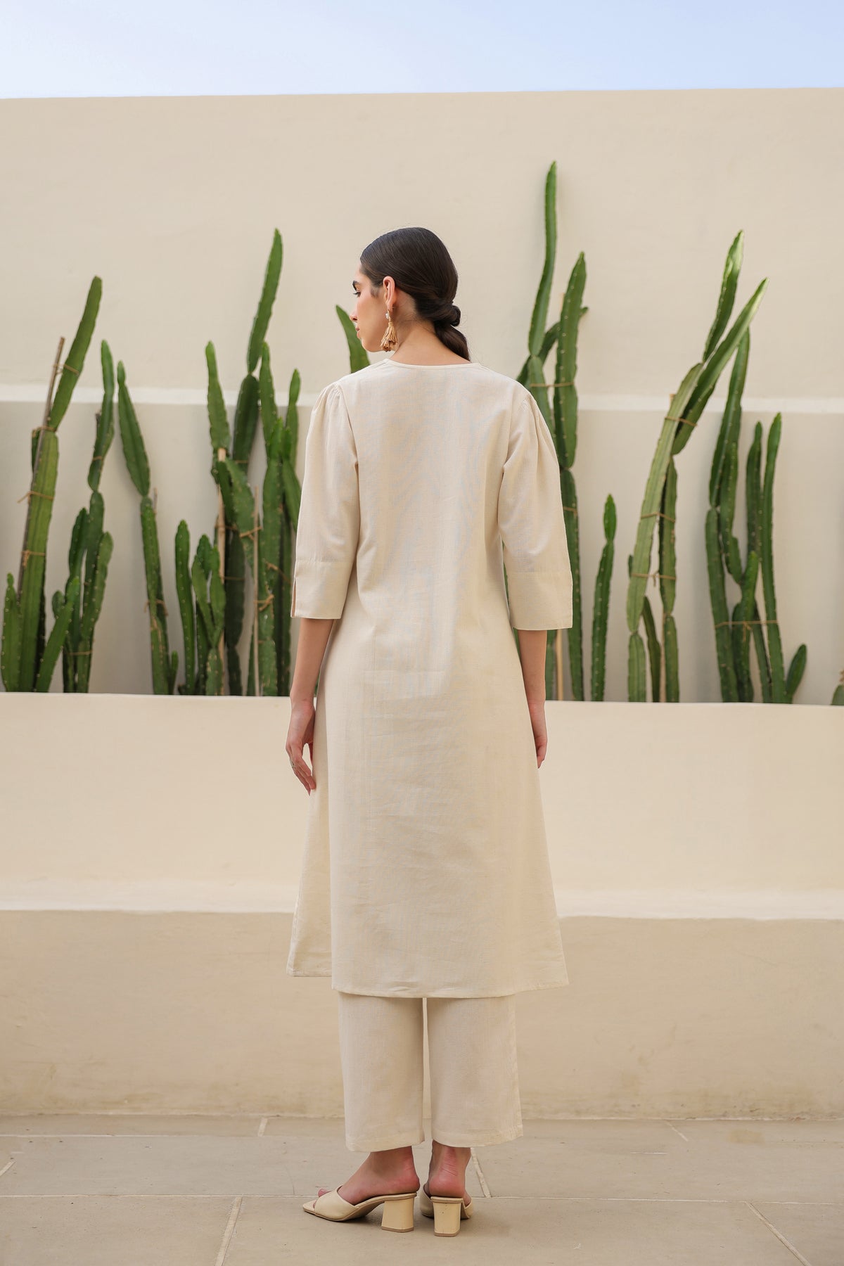 Floral Moss Olive & Off-White Printed Cotton Flex Co-ord Set