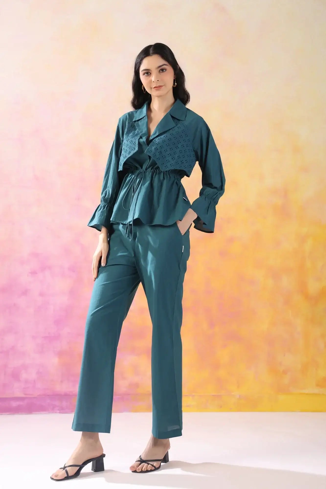 Minimalist Marvel Teal Cotton Co-ord Set