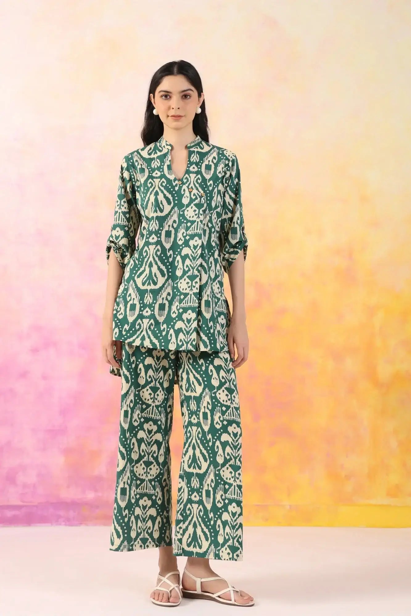 Dramatic Duality Green Cotton Co-ord Set