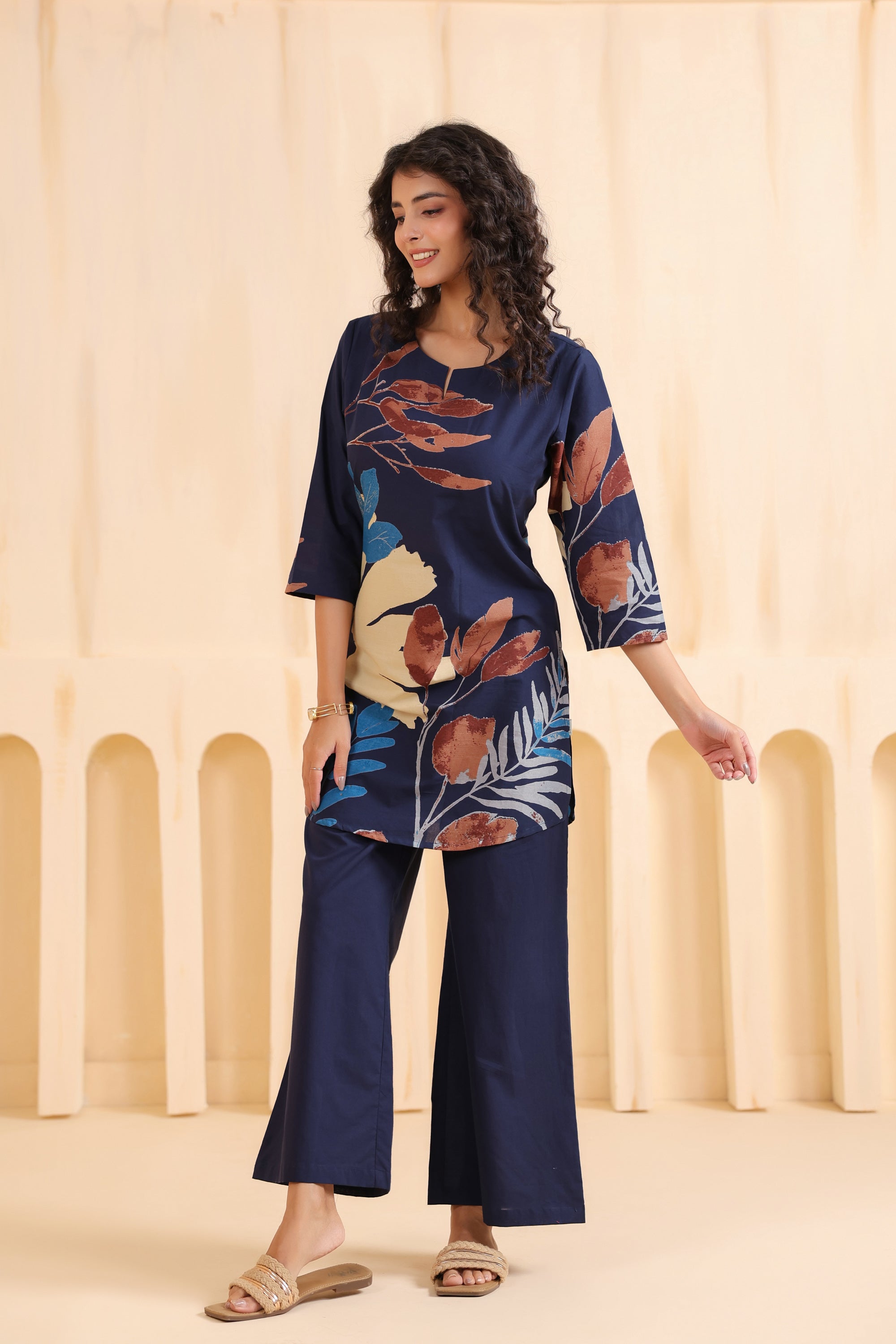 Midnight Petals Printed Cotton Co-ord Set