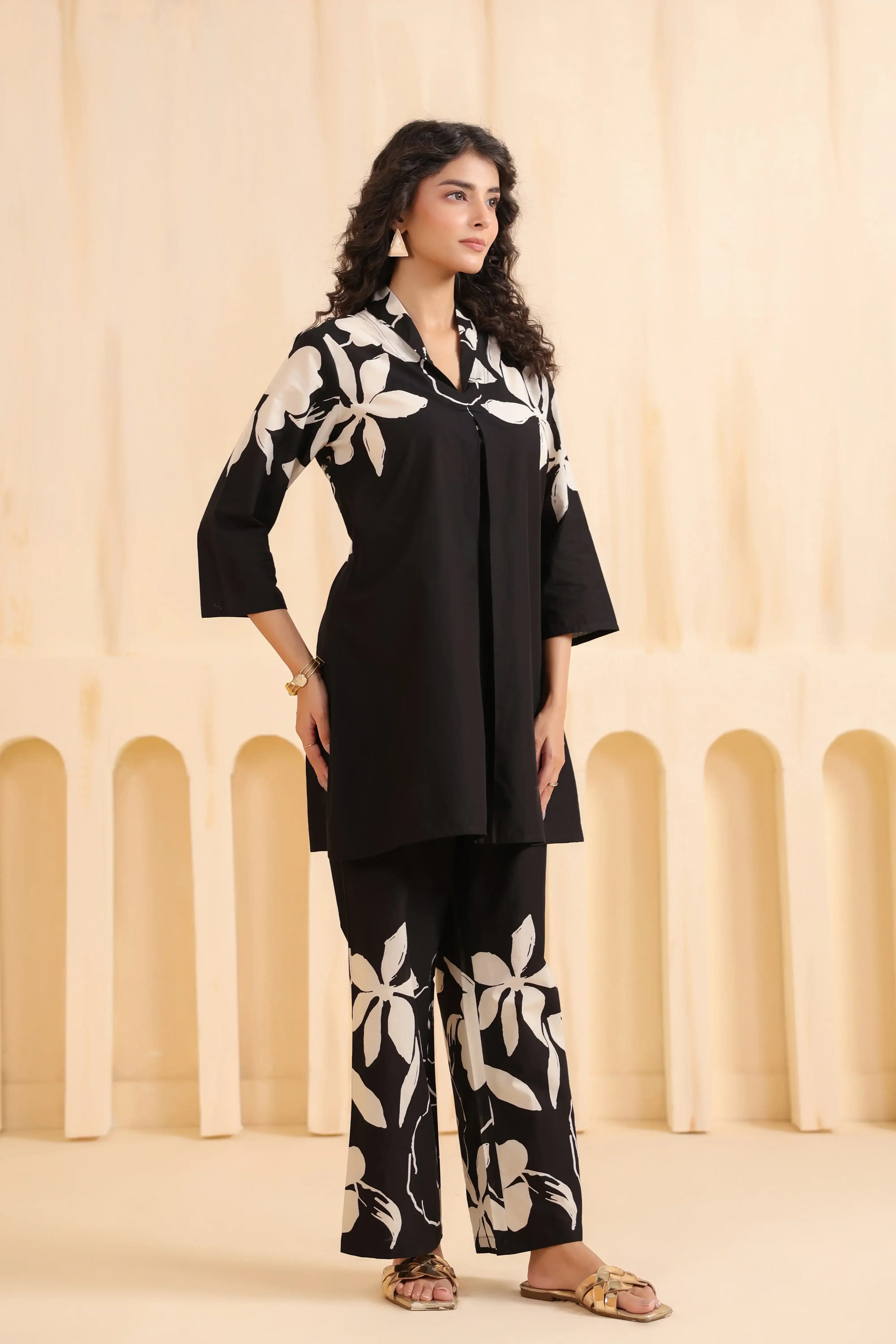 Noir Bloom Printed Cotton Co-ord Set