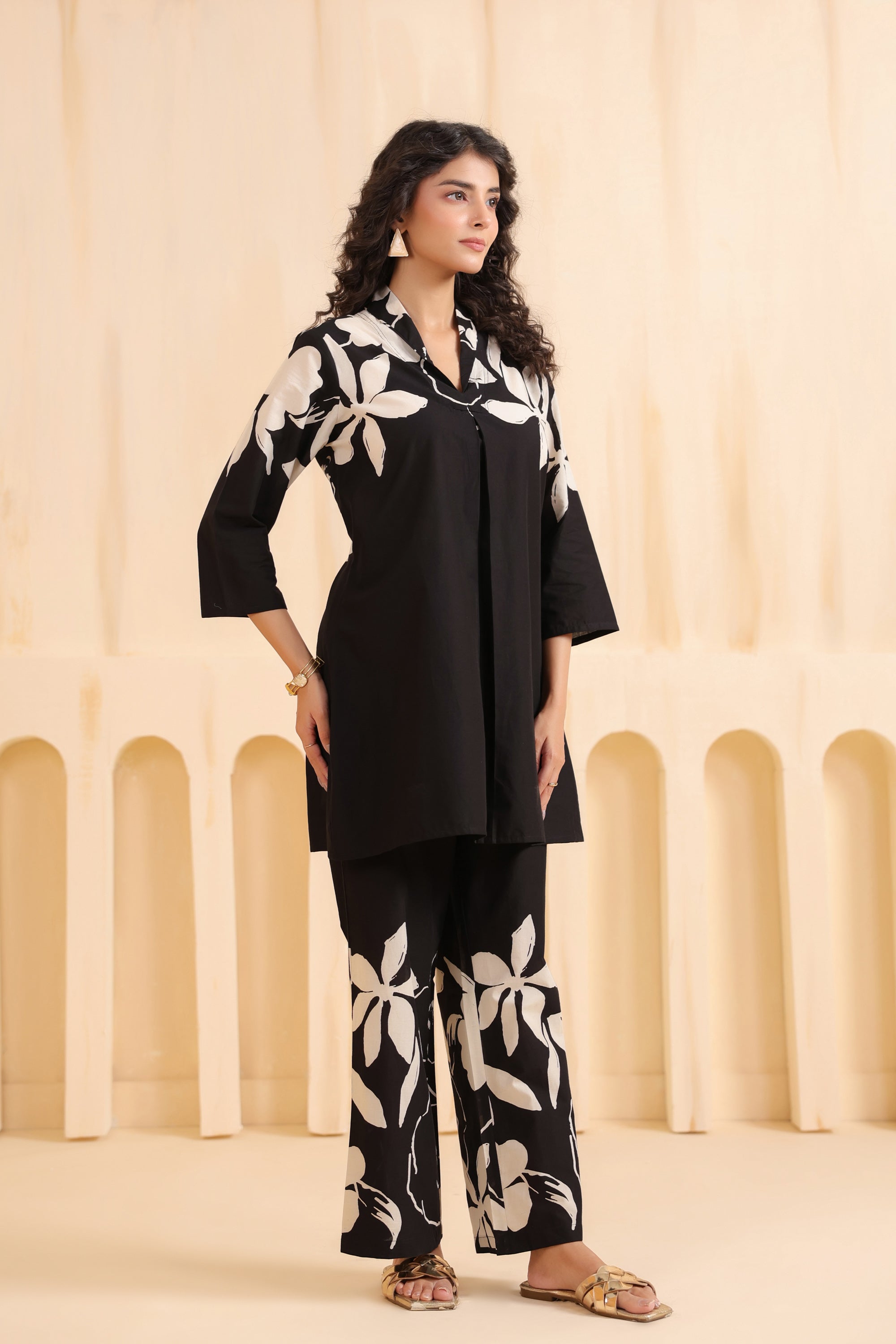 Noir Bloom Printed Cotton Co-ord Set