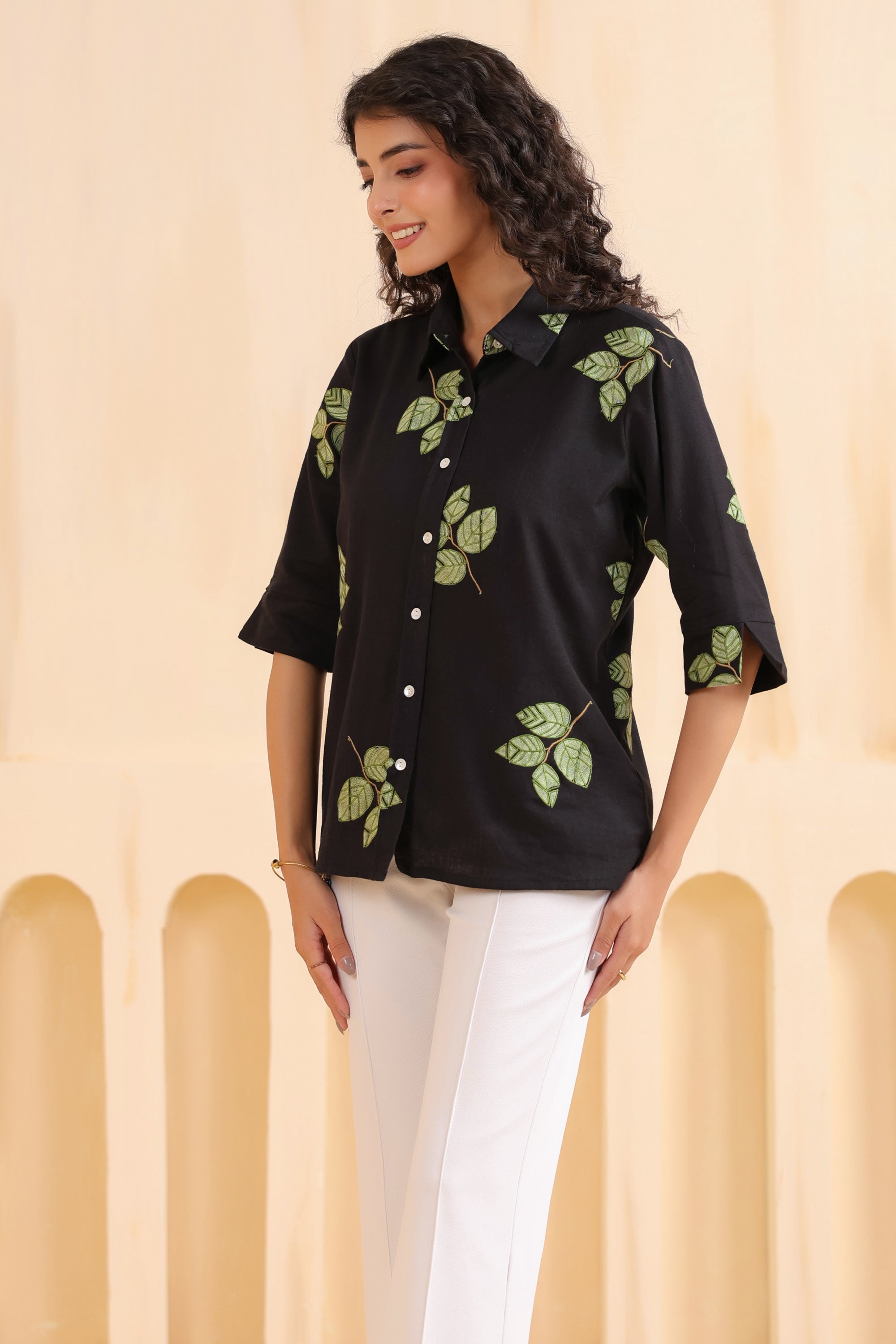 Midnight Leaf Luxe Cotton Flex Shirt