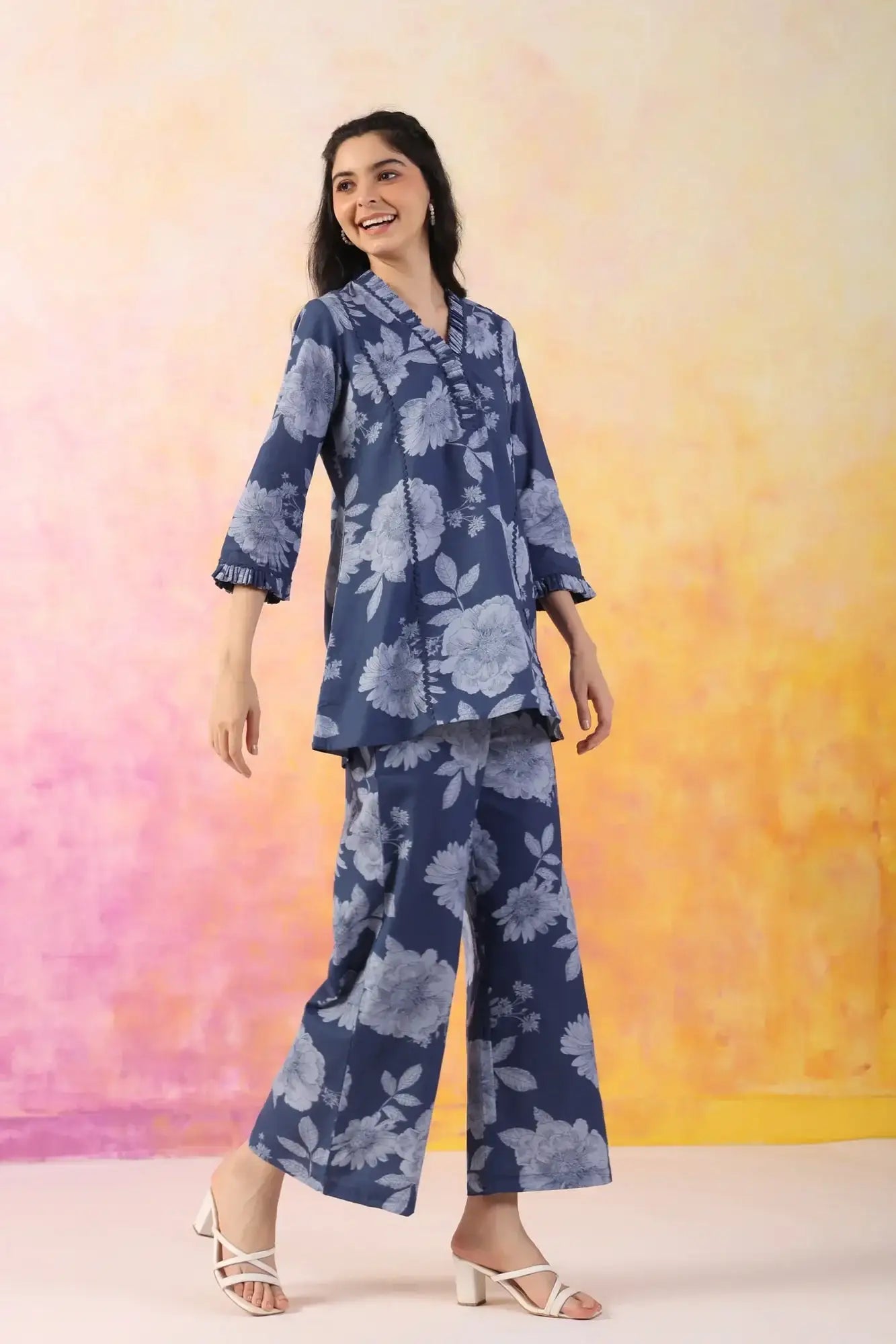 The Breezy Edit Blue Cotton Flex Co-ord Set