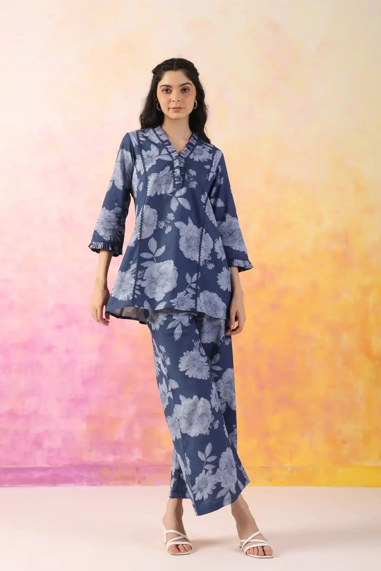 The Breezy Edit Blue Cotton Flex Co-ord Set