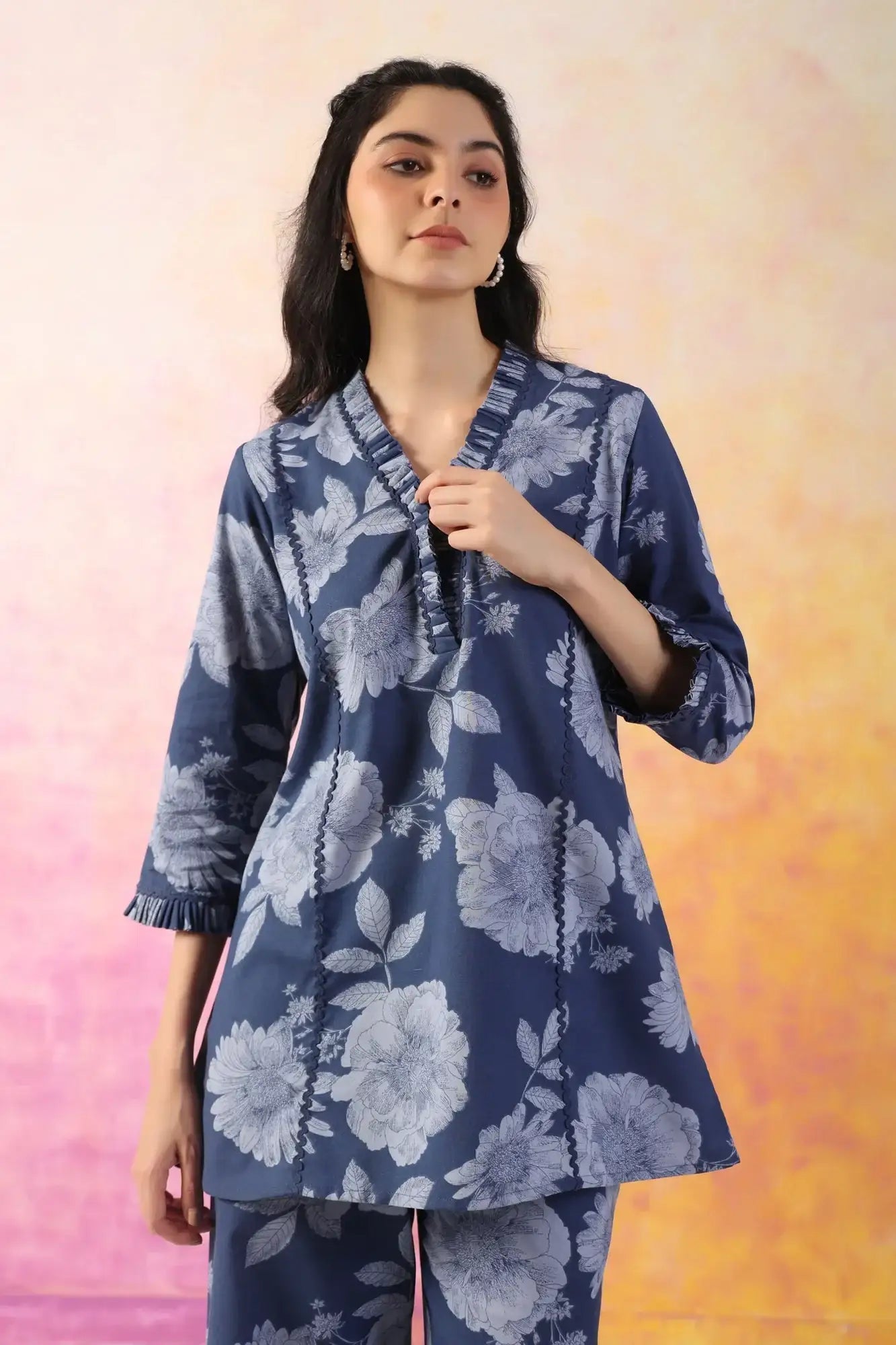 The Breezy Edit Blue Cotton Flex Co-ord Set