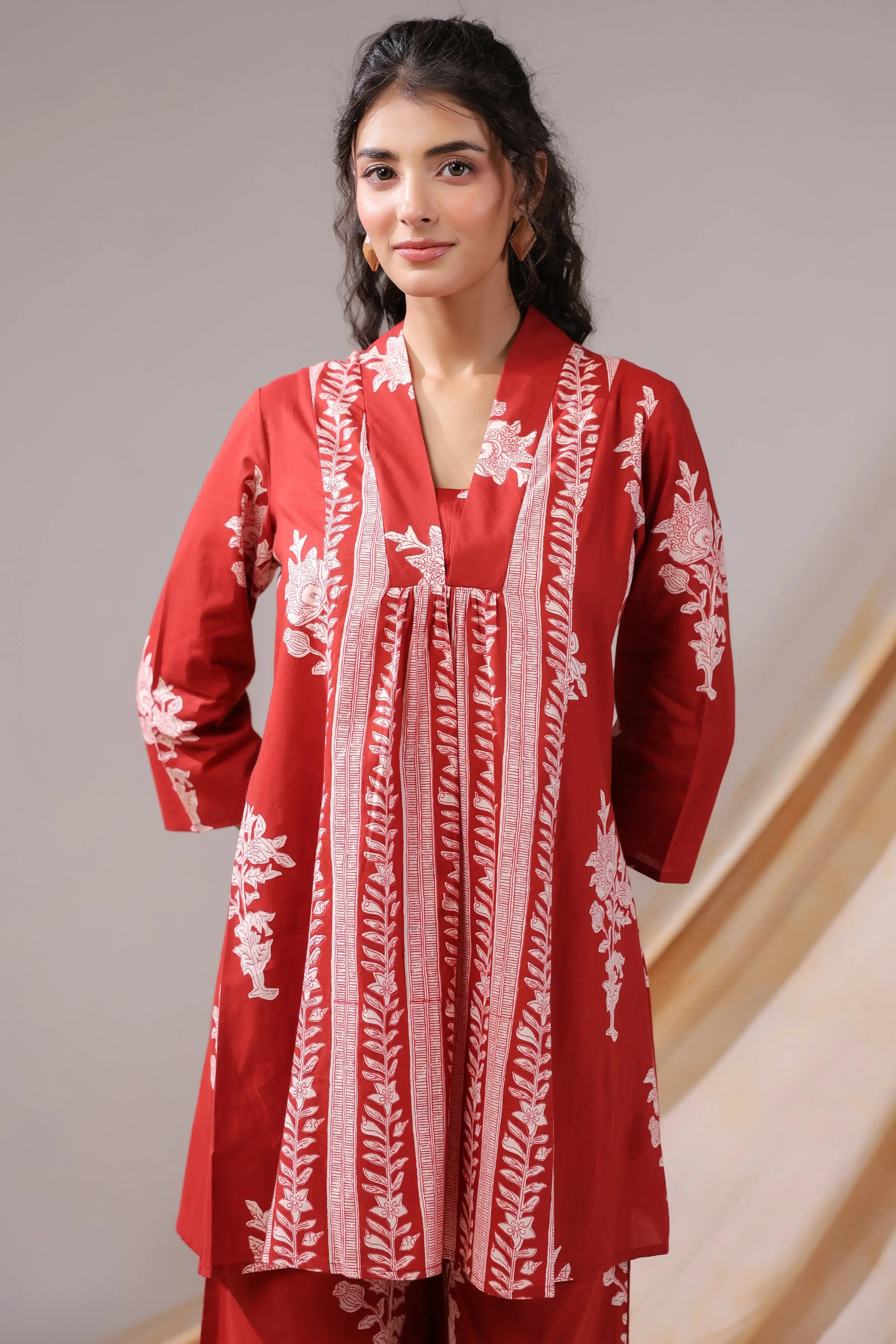 Crimson Vine Cotton Co-ord Set