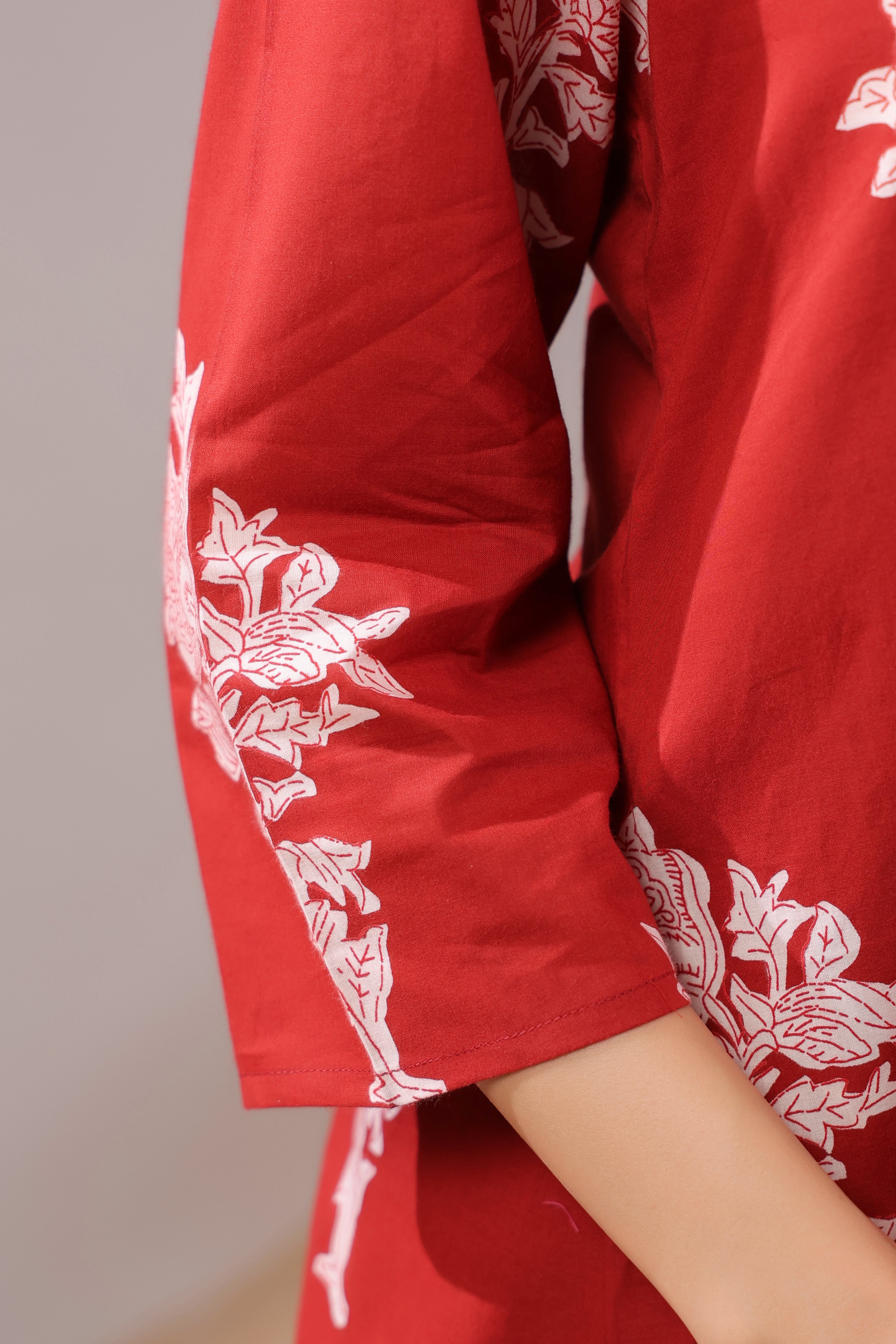 Crimson Vine Cotton Co-ord Set