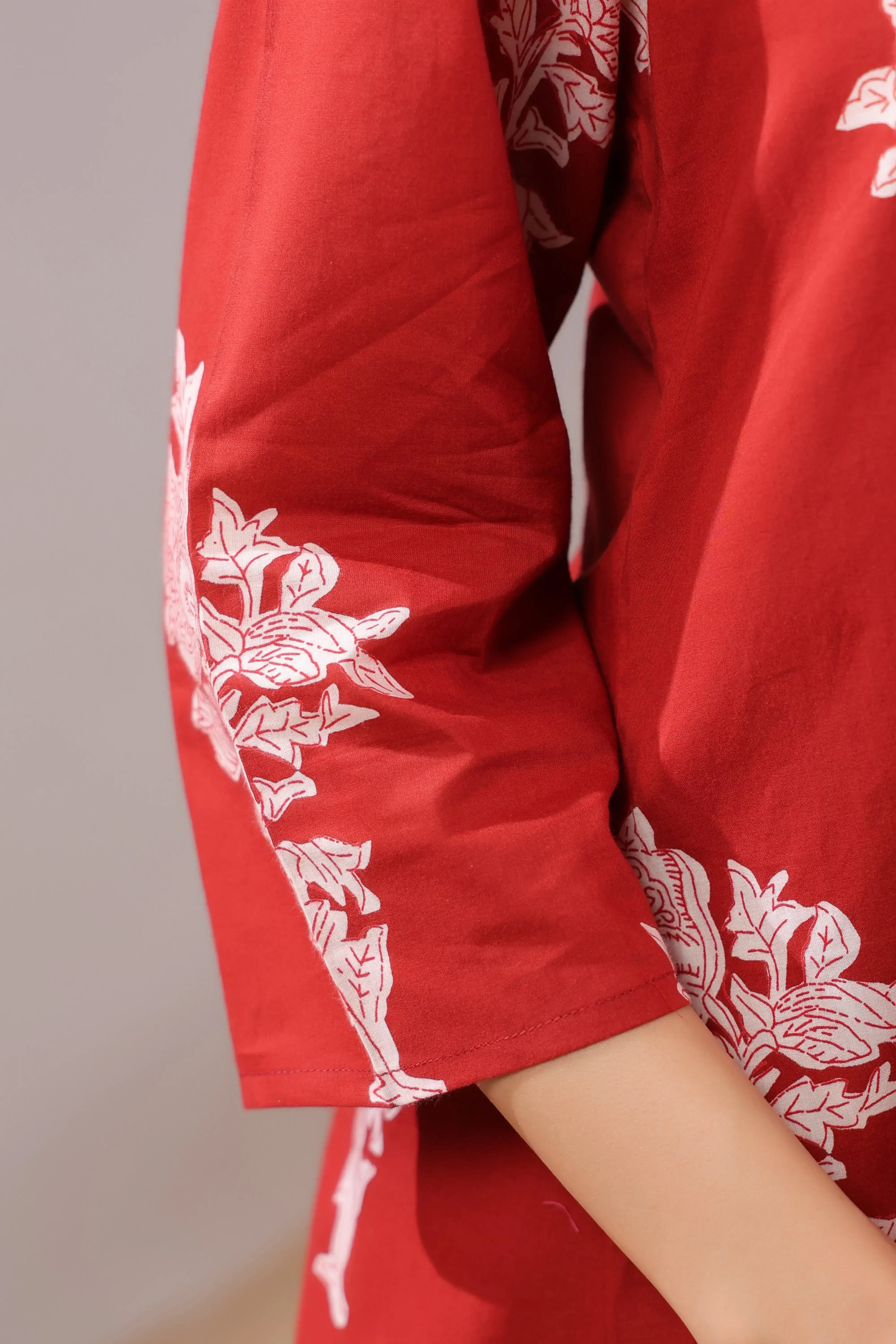 Crimson Vine Cotton Co-ord Set