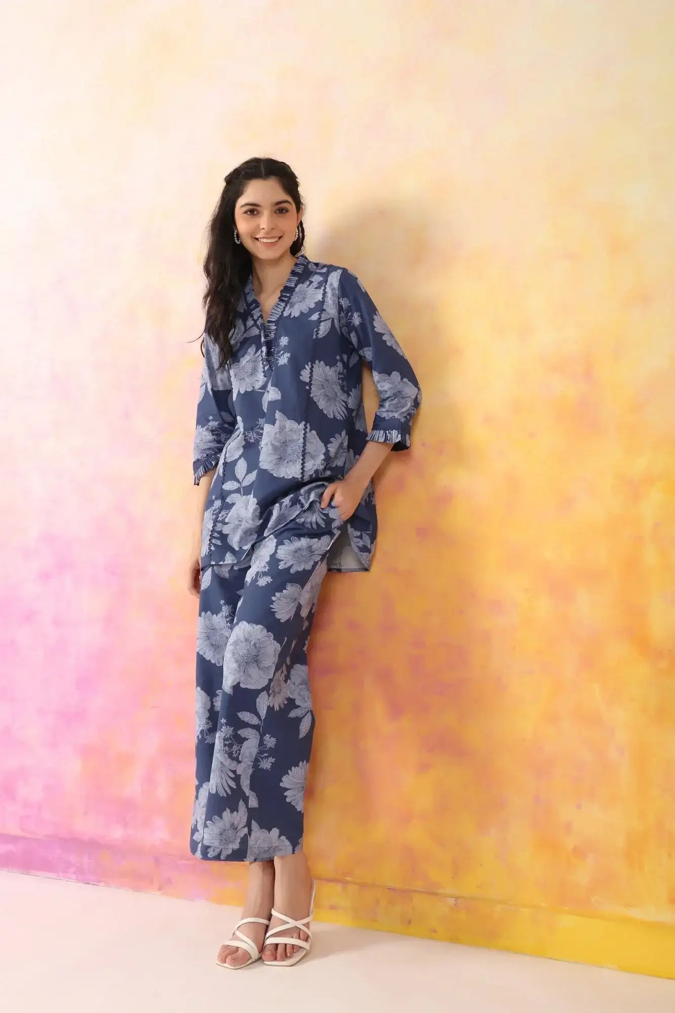 The Breezy Edit Blue Cotton Flex Co-ord Set