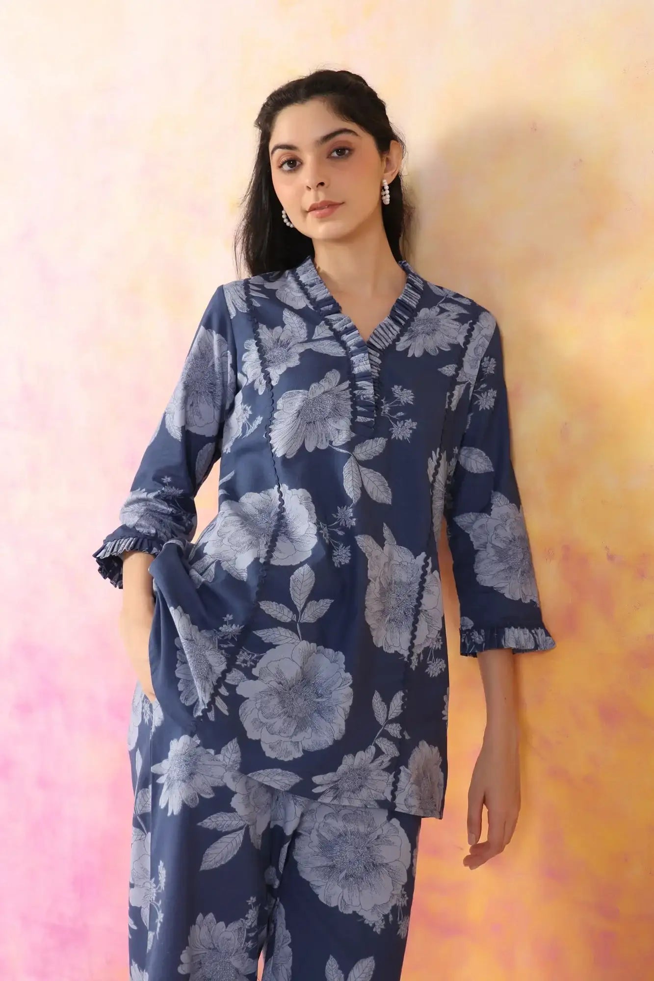 The Breezy Edit Blue Cotton Flex Co-ord Set